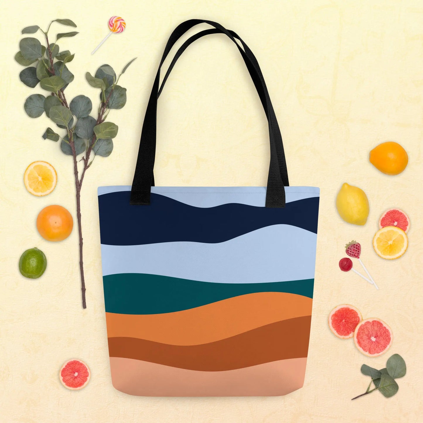 Ocean Breeze Abstract Tote bag by Retro Splendor Tags: bag, colorful, ocean, Printful, tote, vintage, waves RetroSplendor Apparel