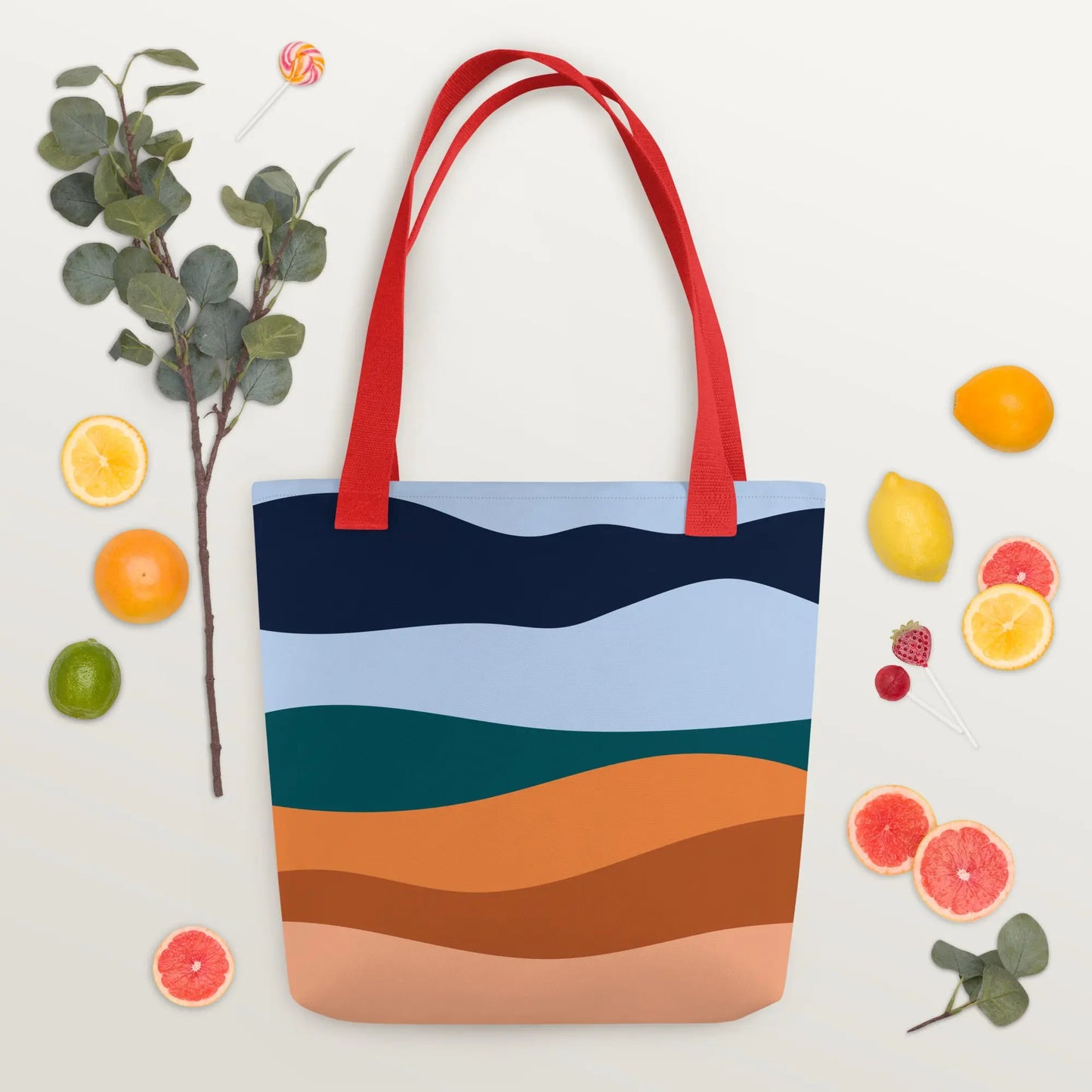Ocean Breeze Abstract Tote bag by Retro Splendor Tags: bag, colorful, ocean, Printful, tote, vintage, waves RetroSplendor Apparel