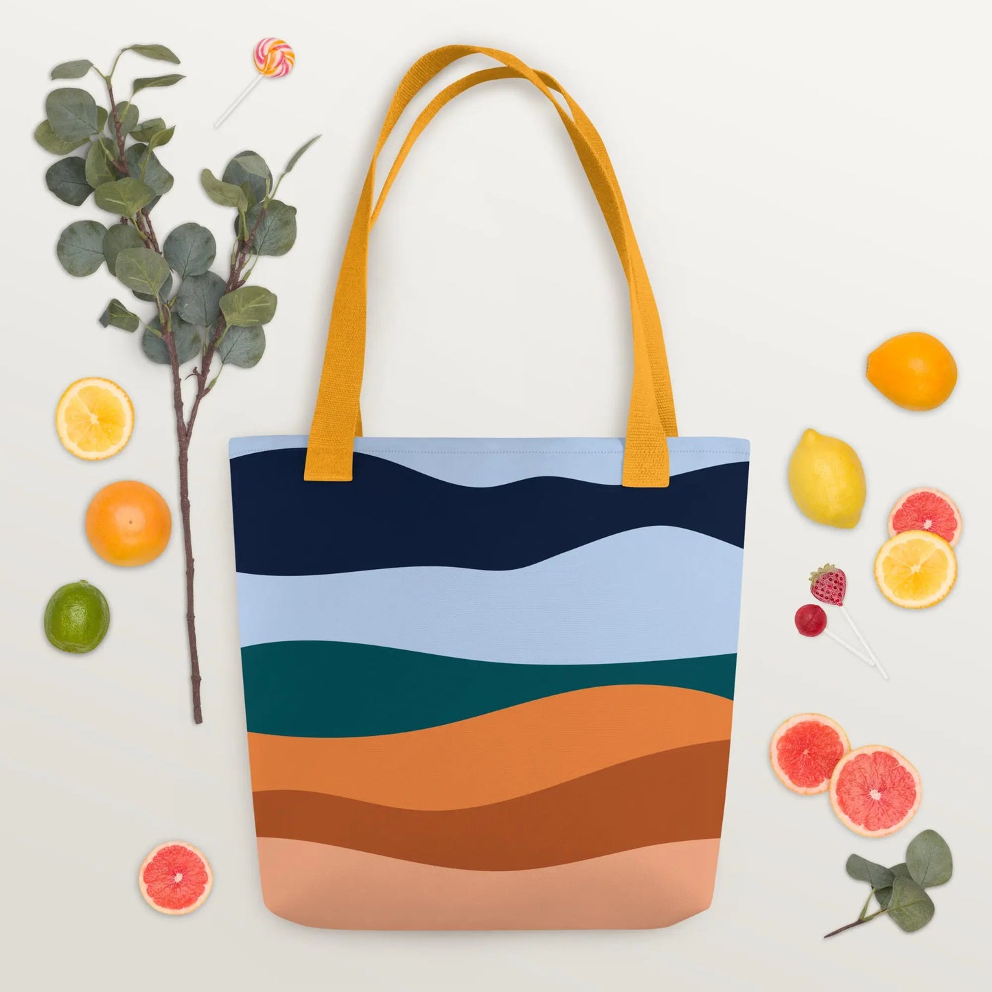 Ocean Breeze Abstract Tote bag by Retro Splendor Tags: bag, colorful, ocean, Printful, tote, vintage, waves RetroSplendor Apparel