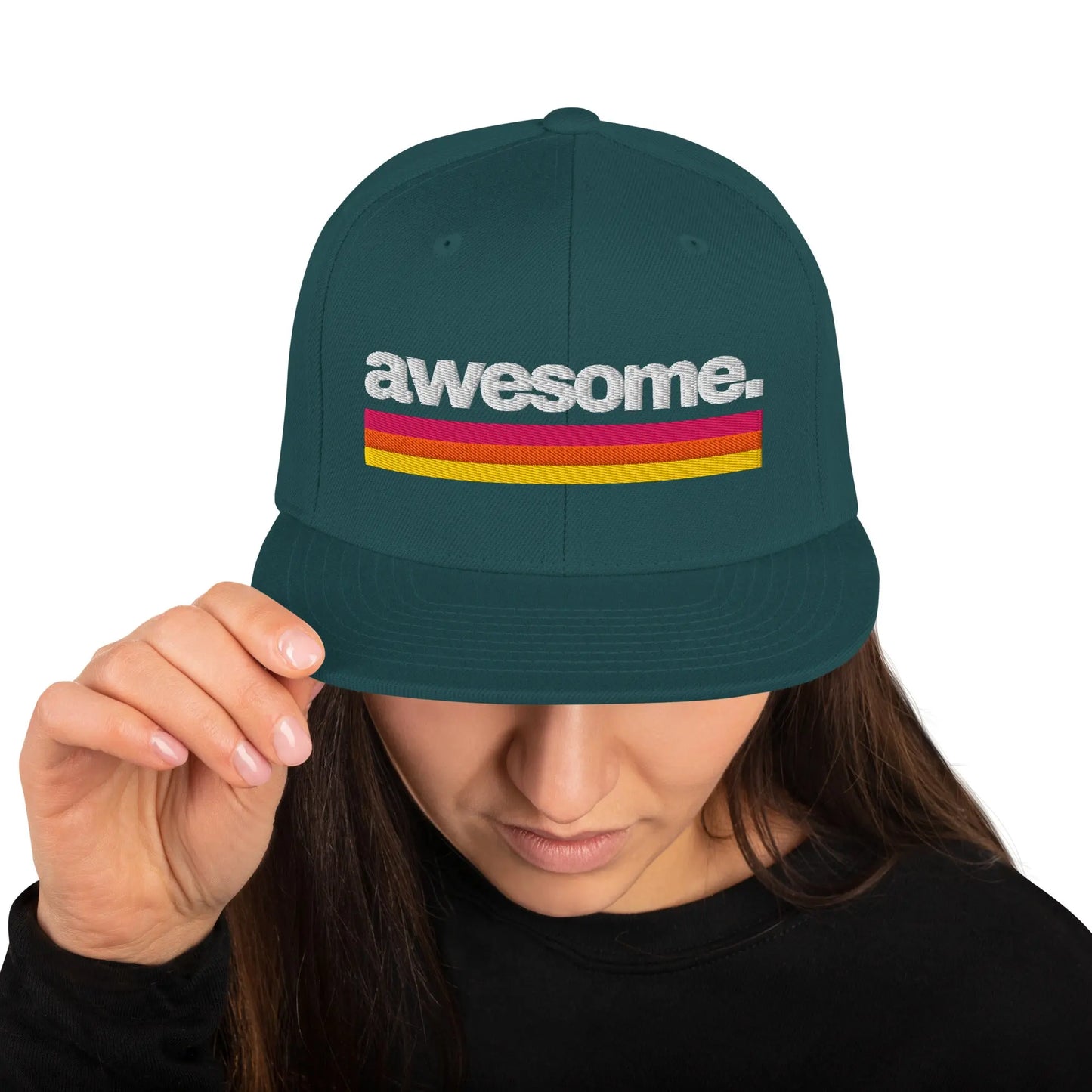 Awesome - Snapback Hat by Yupoong Tags: awesome, logo, original, Printful, retro, slogan, snapback, unisex, vintage RetroSplendor Apparel