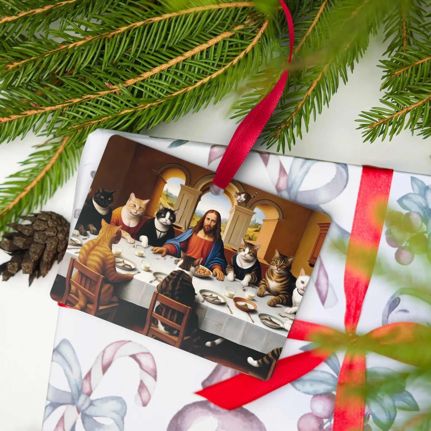 The Cat Supper - Metal ornament