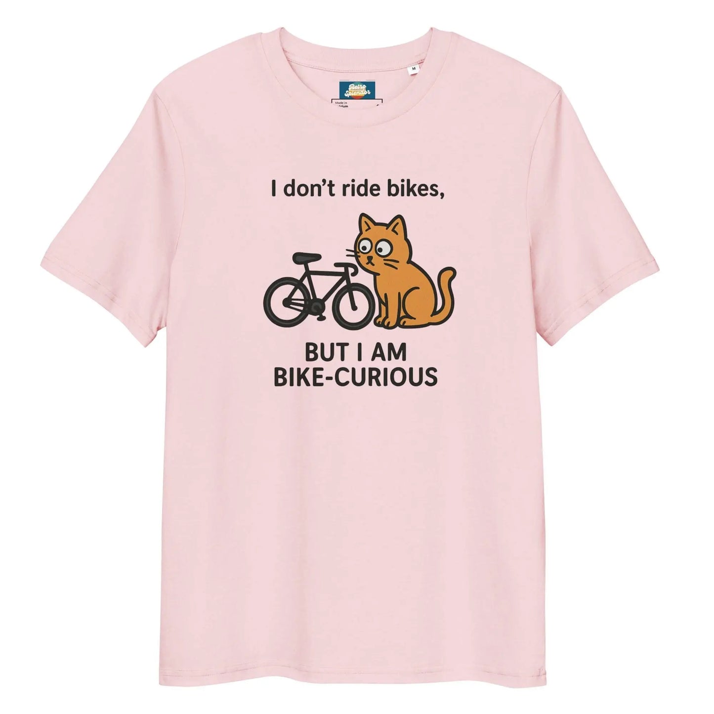 Bike Curious Cat - Unisex organic ribbed neck t-shirt