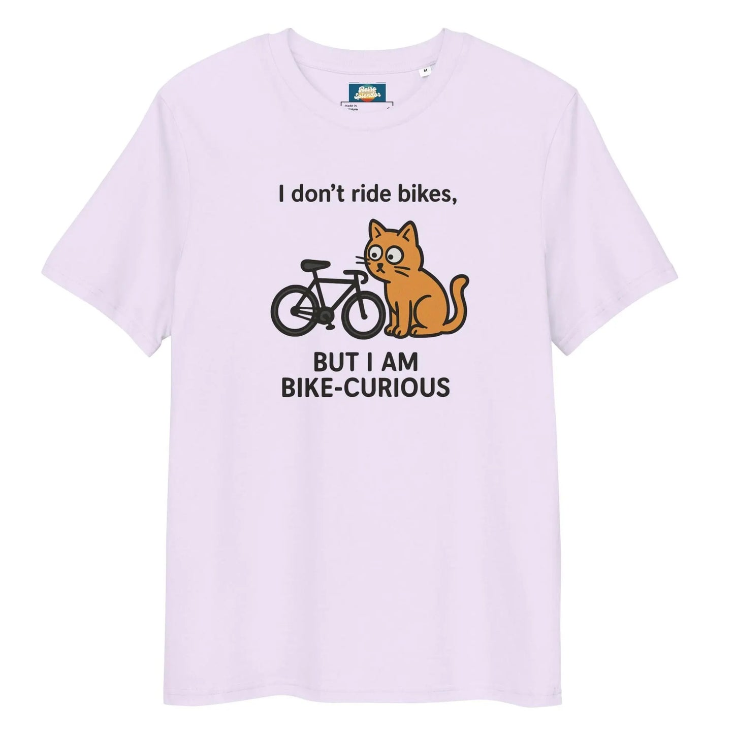 Bike Curious Cat - Unisex organic ribbed neck t-shirt