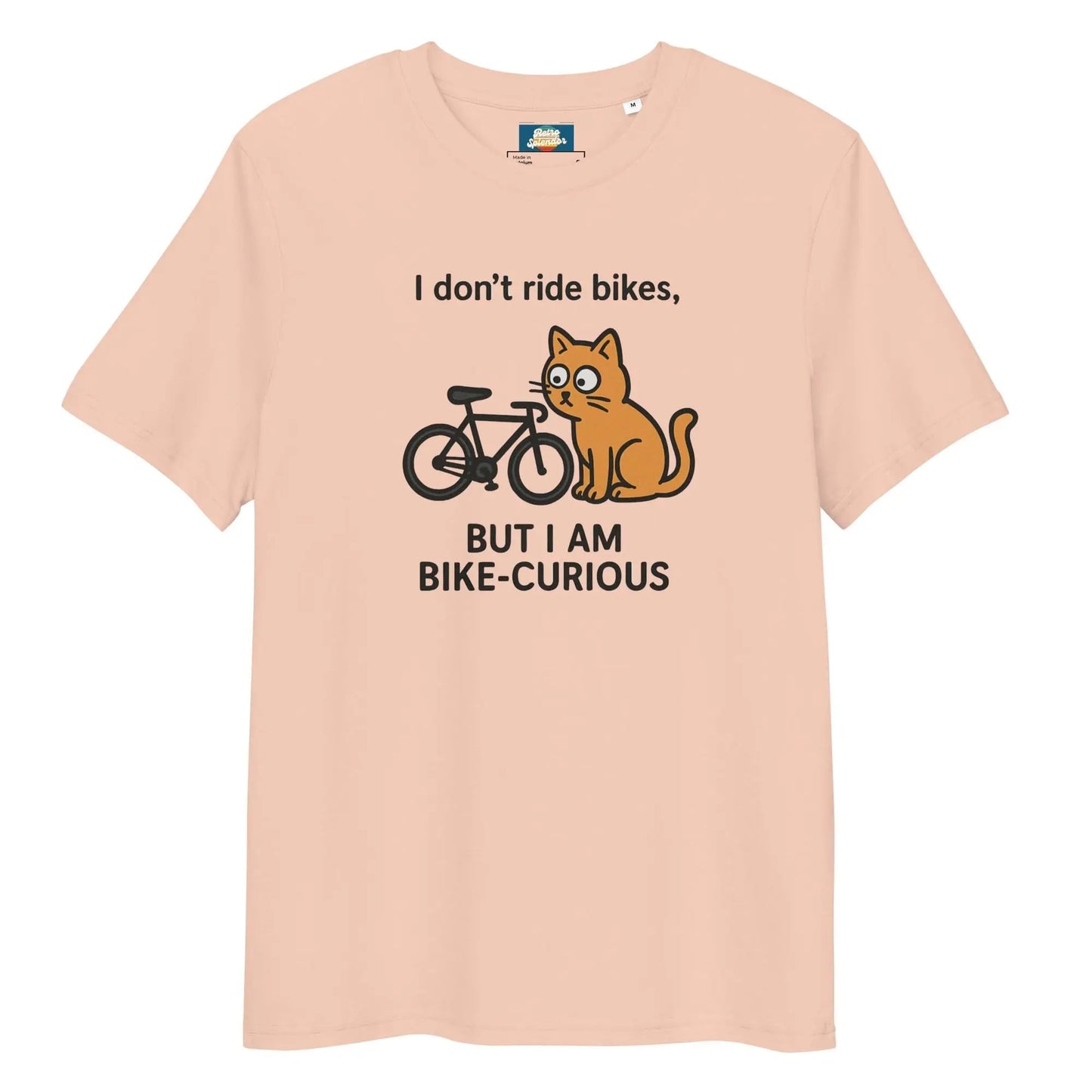 Bike Curious Cat - Unisex organic ribbed neck t-shirt