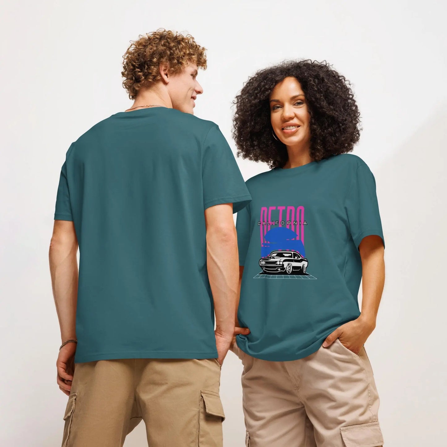 Retro California Vintage Car - Unisex organic ribbed neck t-shirt