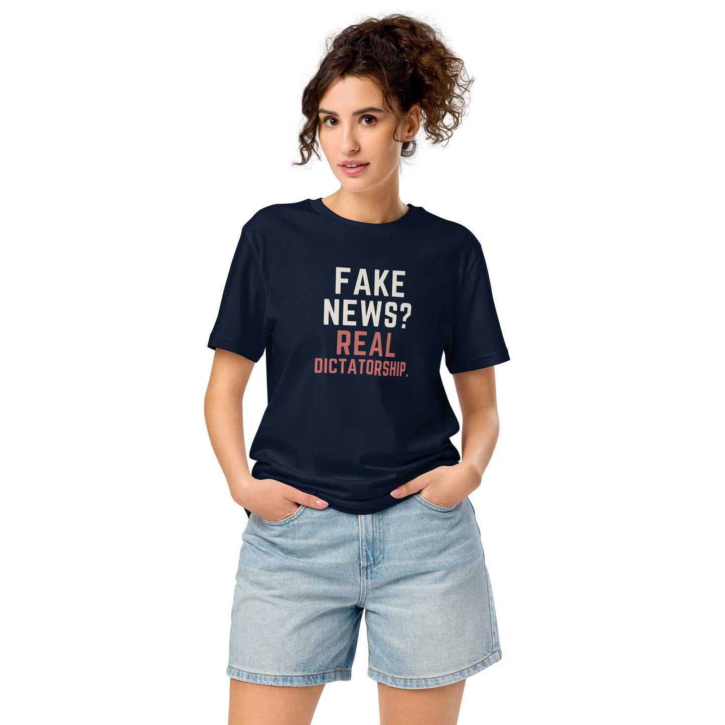 Fake News Real Dictatorship Unisex organic fashion mid-light t-shirt
