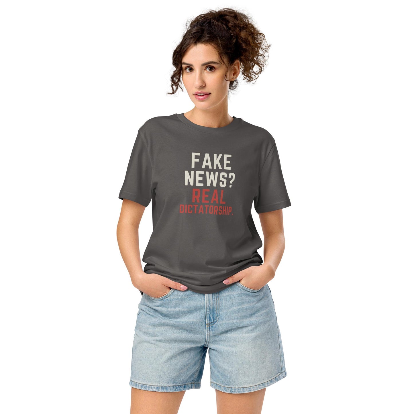 Fake News Real Dictatorship Unisex organic fashion mid-light t-shirt