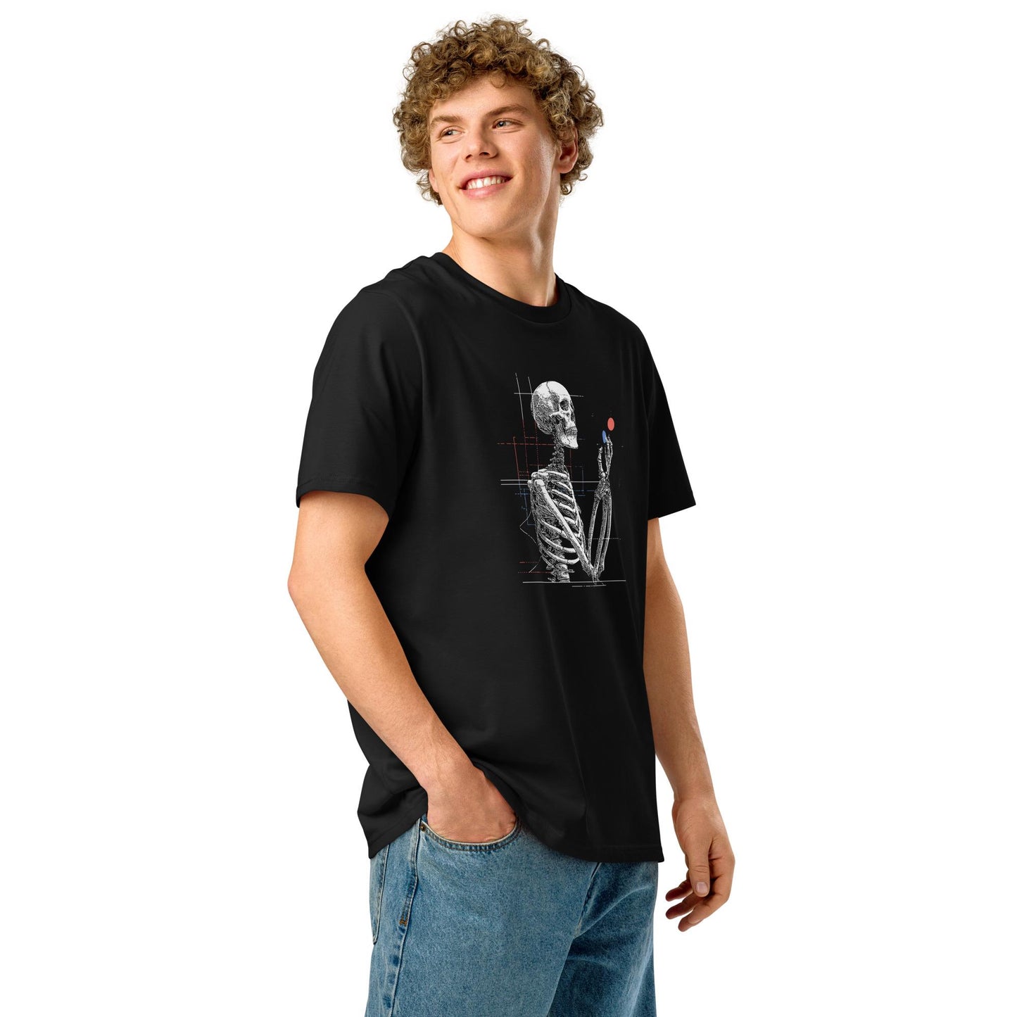 Red Pill Blue Pill Skeleton v2 - Unisex organic ribbed neck t-shirt