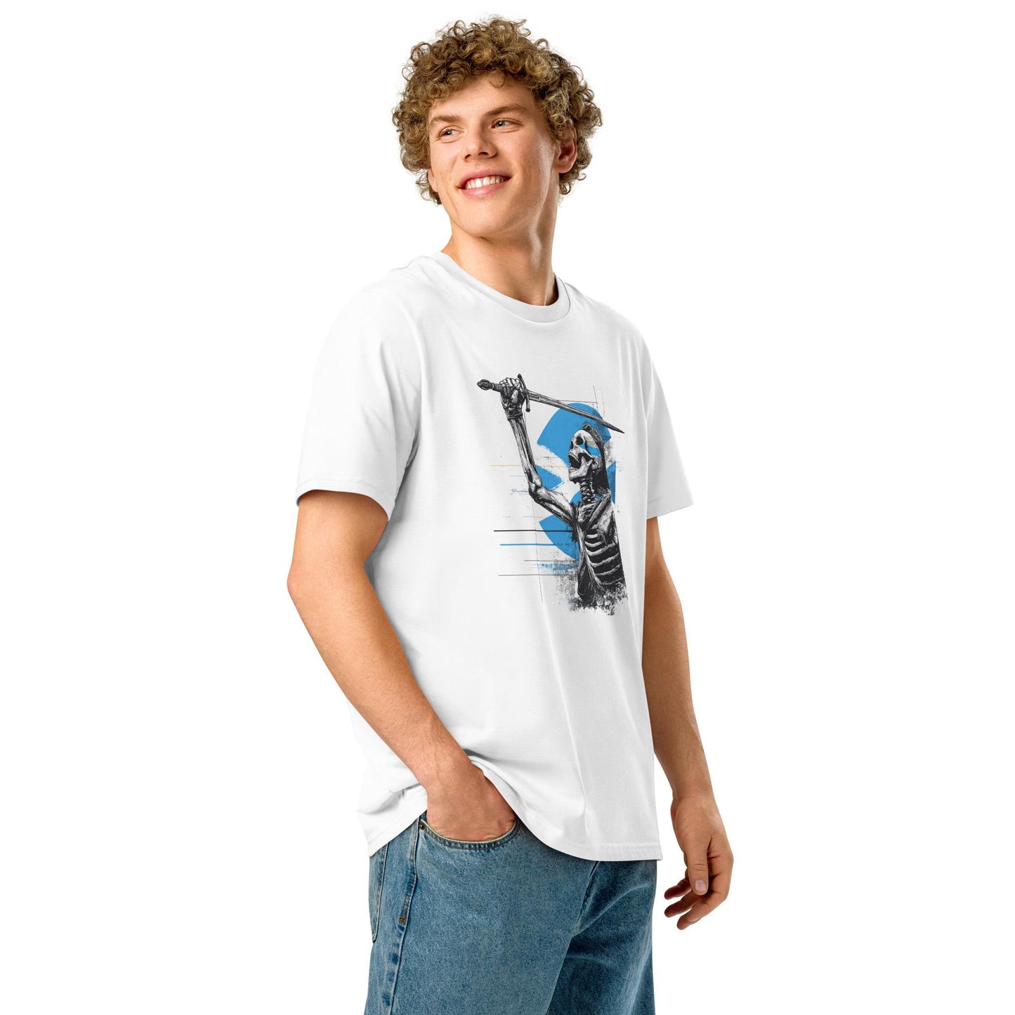 Braveheart Skeleton: William Wallace v2 - Unisex organic ribbed neck t-shirt