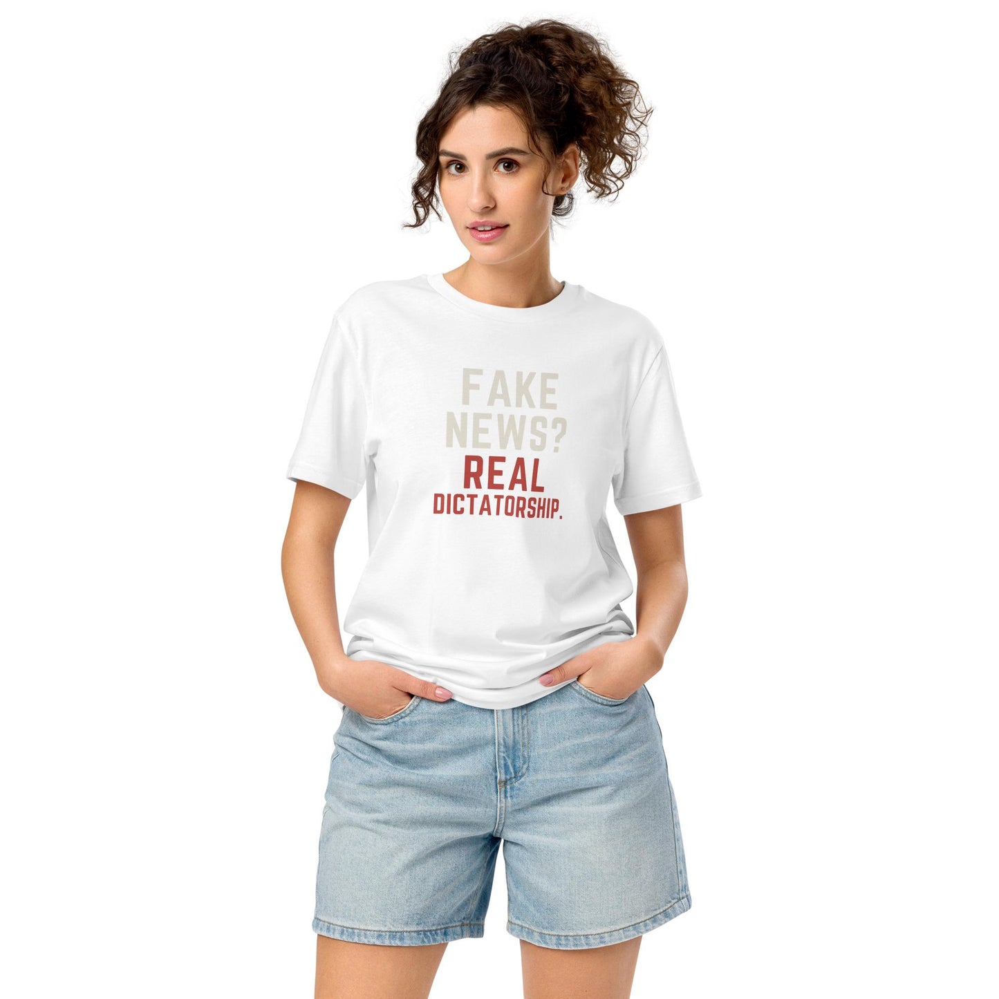 Fake News Real Dictatorship Unisex organic fashion mid-light t-shirt