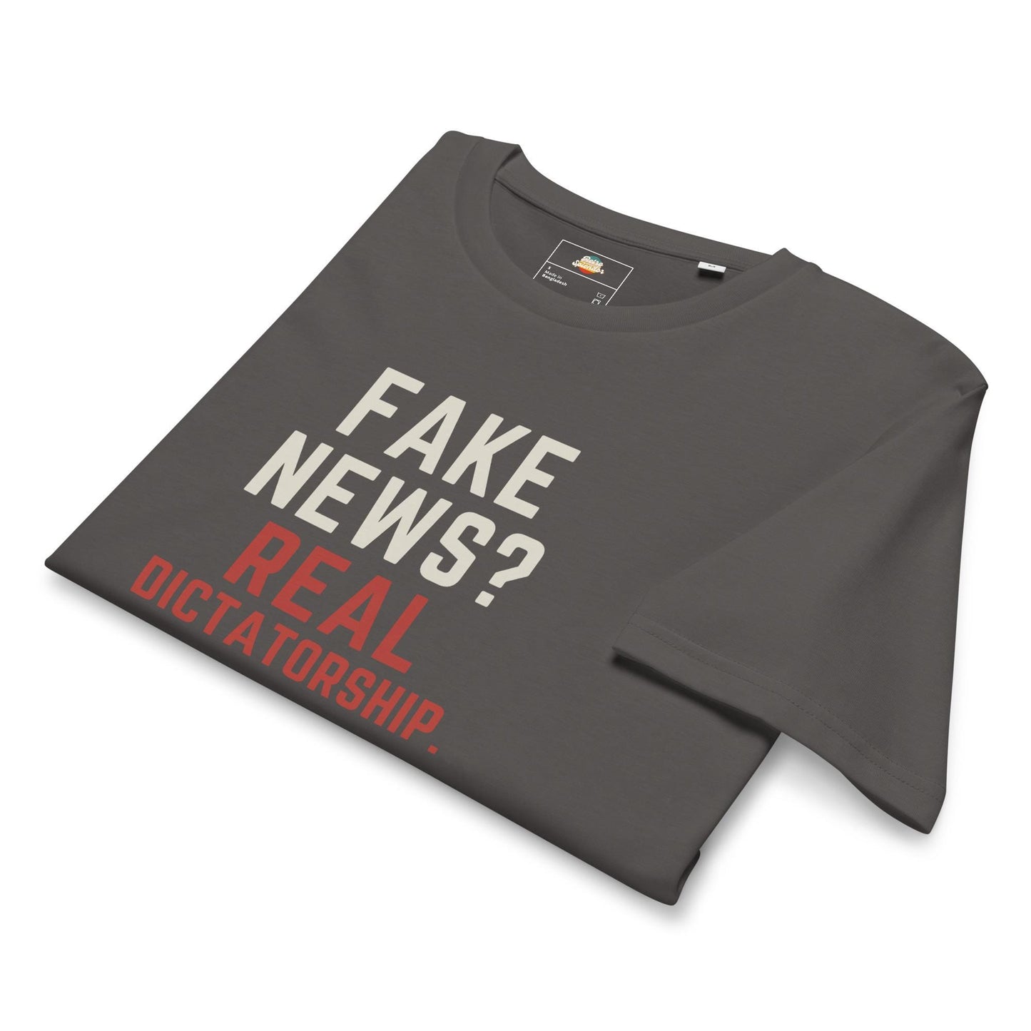 Fake News Real Dictatorship Unisex organic fashion mid-light t-shirt