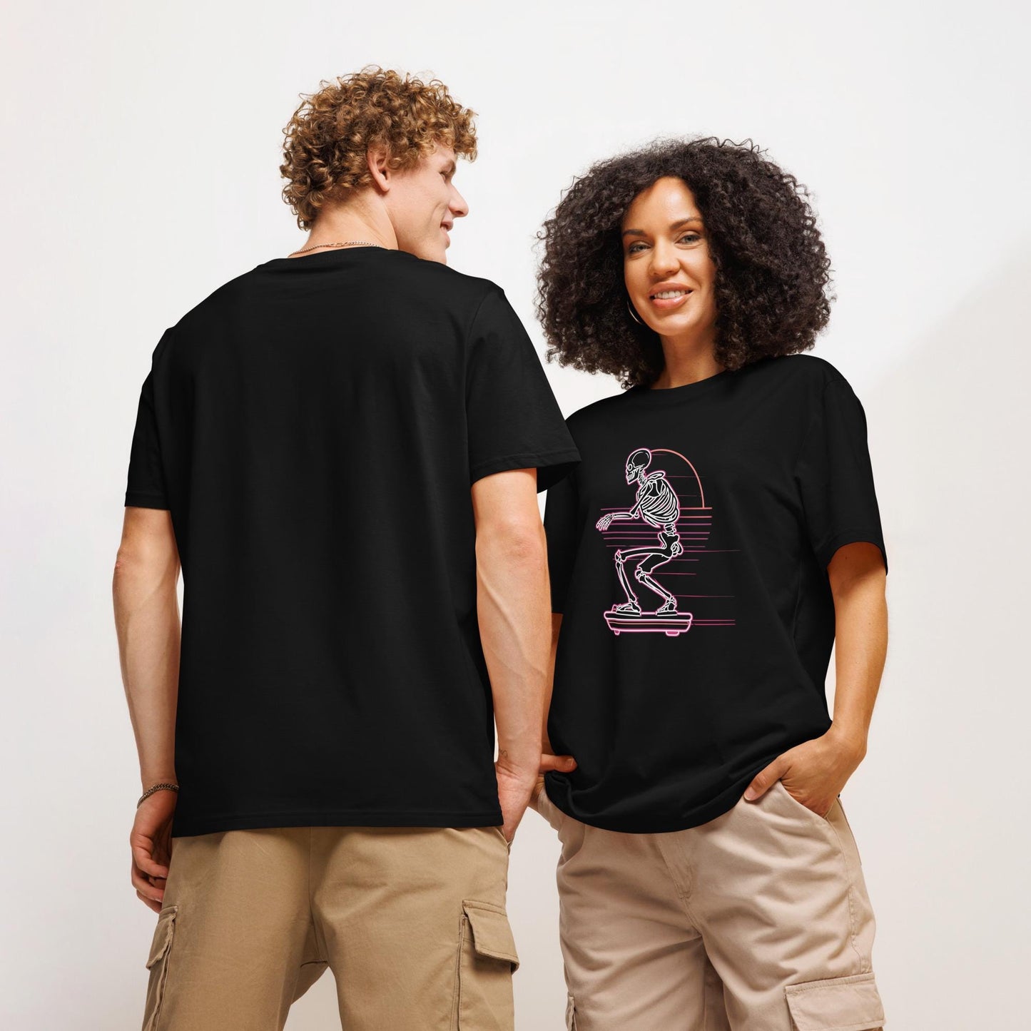 Hoverboard Skeleton - Unisex organic ribbed neck t-shirt