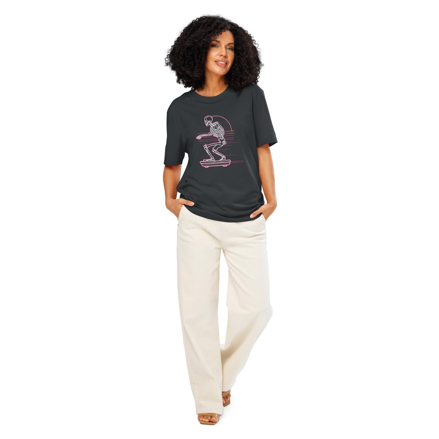 Hoverboard Skeleton - Unisex organic ribbed neck t-shirt