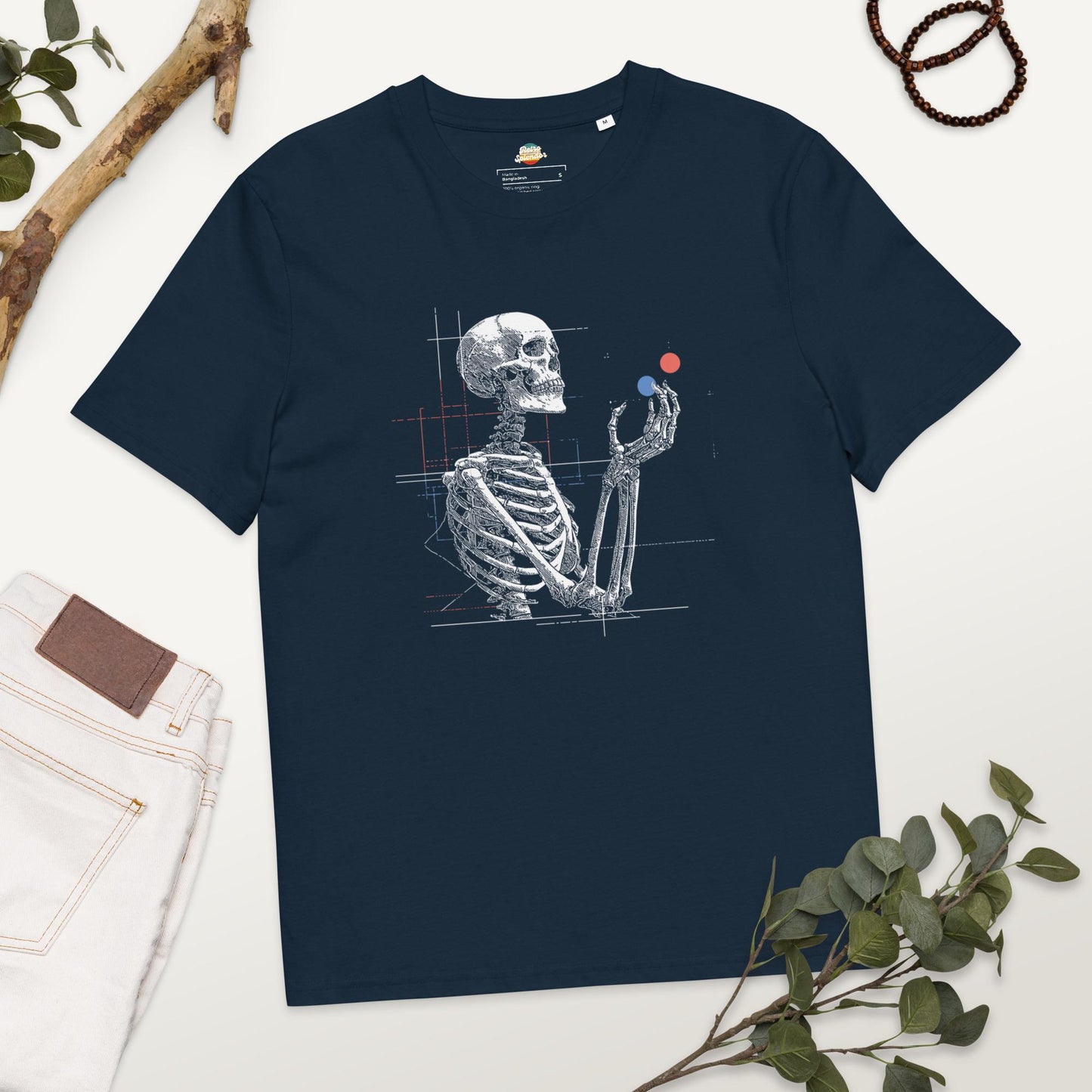Red Pill Blue Pill Skeleton v2 - Unisex organic ribbed neck t-shirt