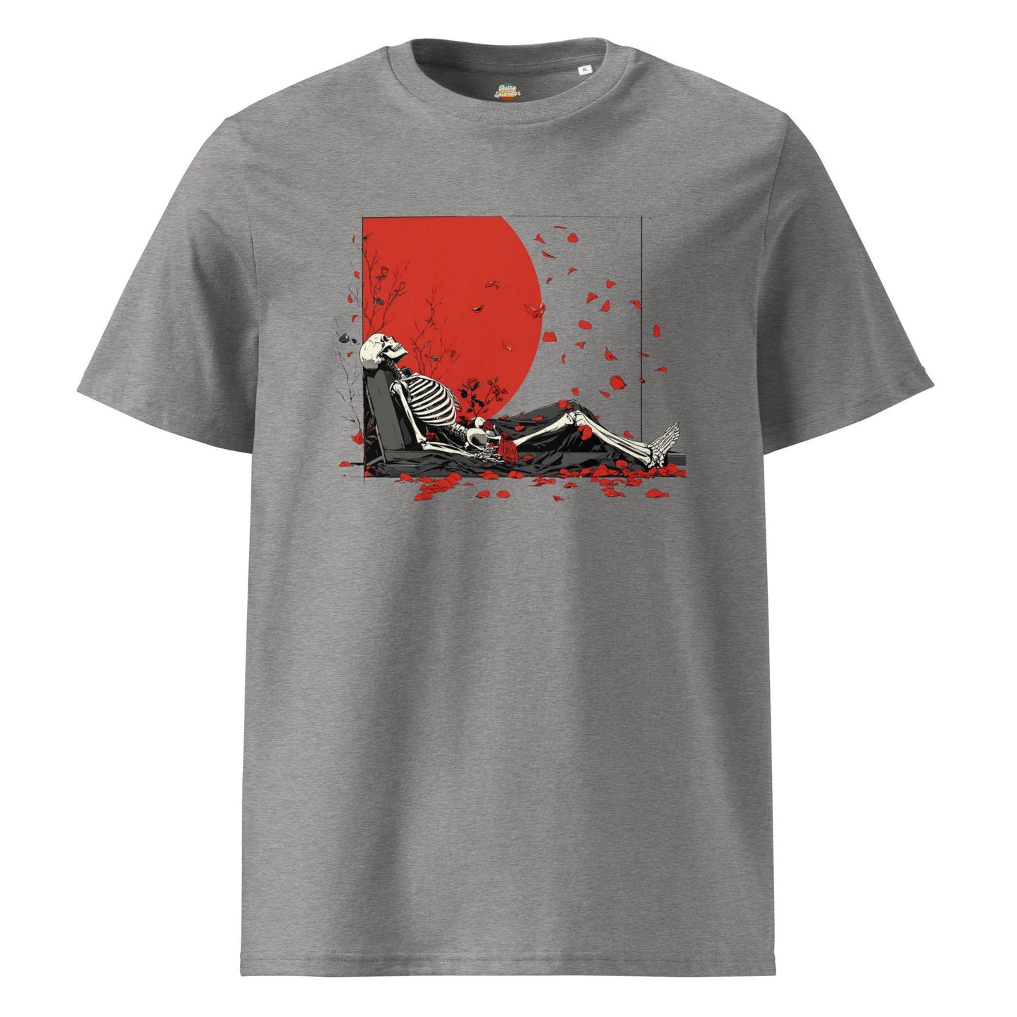 American Beauty Inspired Rose Petal Skeleton v2 - Unisex organic ribbed neck t-shirt