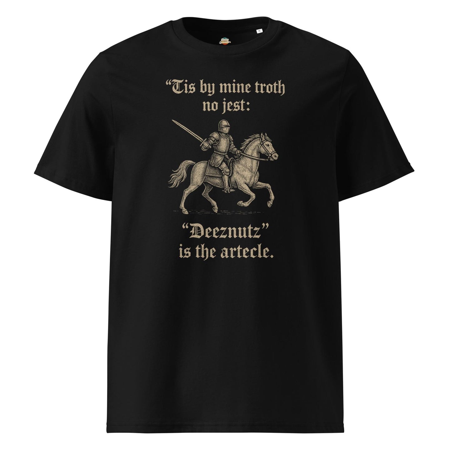 Deeznutz Knight - Medieval Old English Unisex organic ribbed neck t-shirt