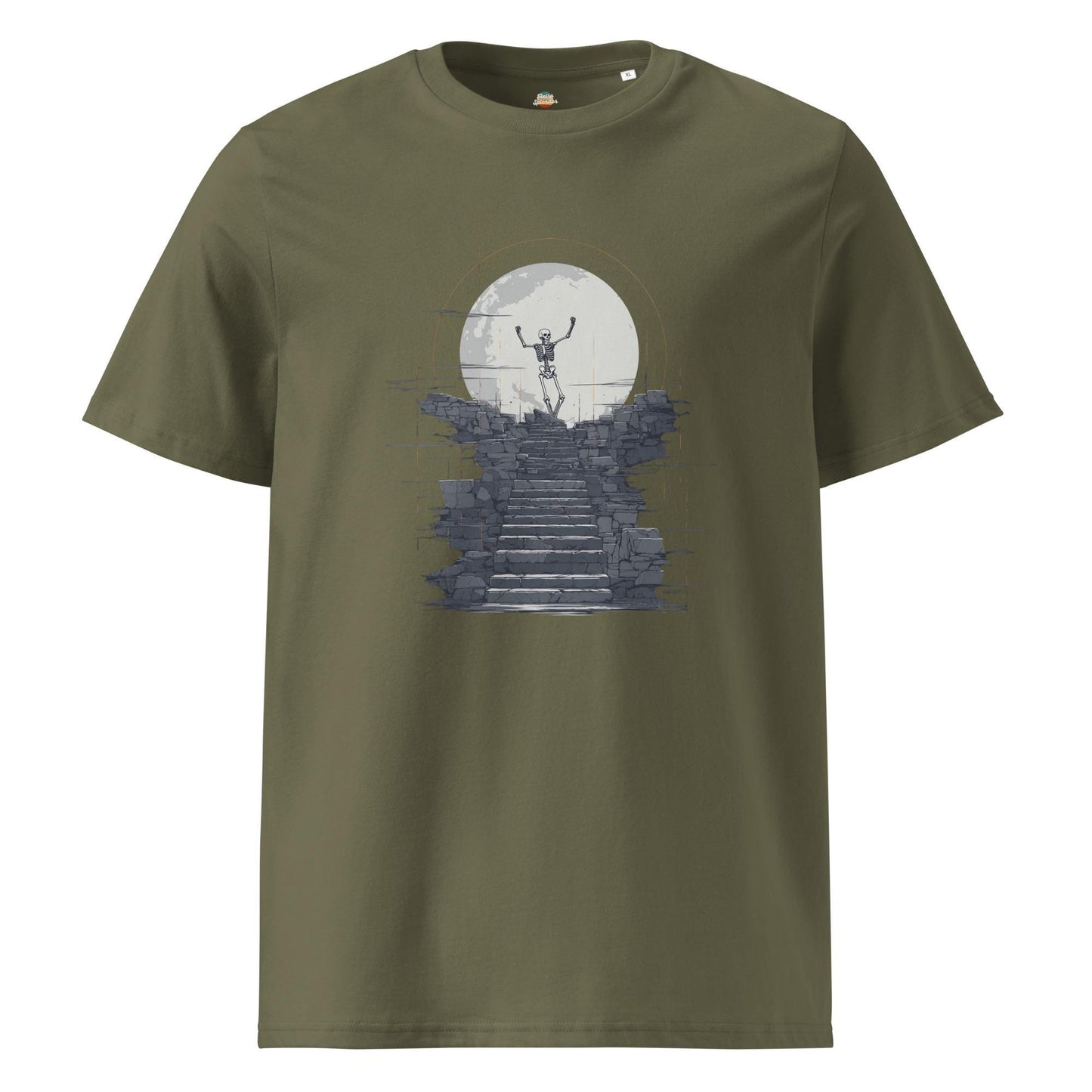 King of the Hill - Skeleton Moon Silhouette Unisex organic ribbed neck t-shirt