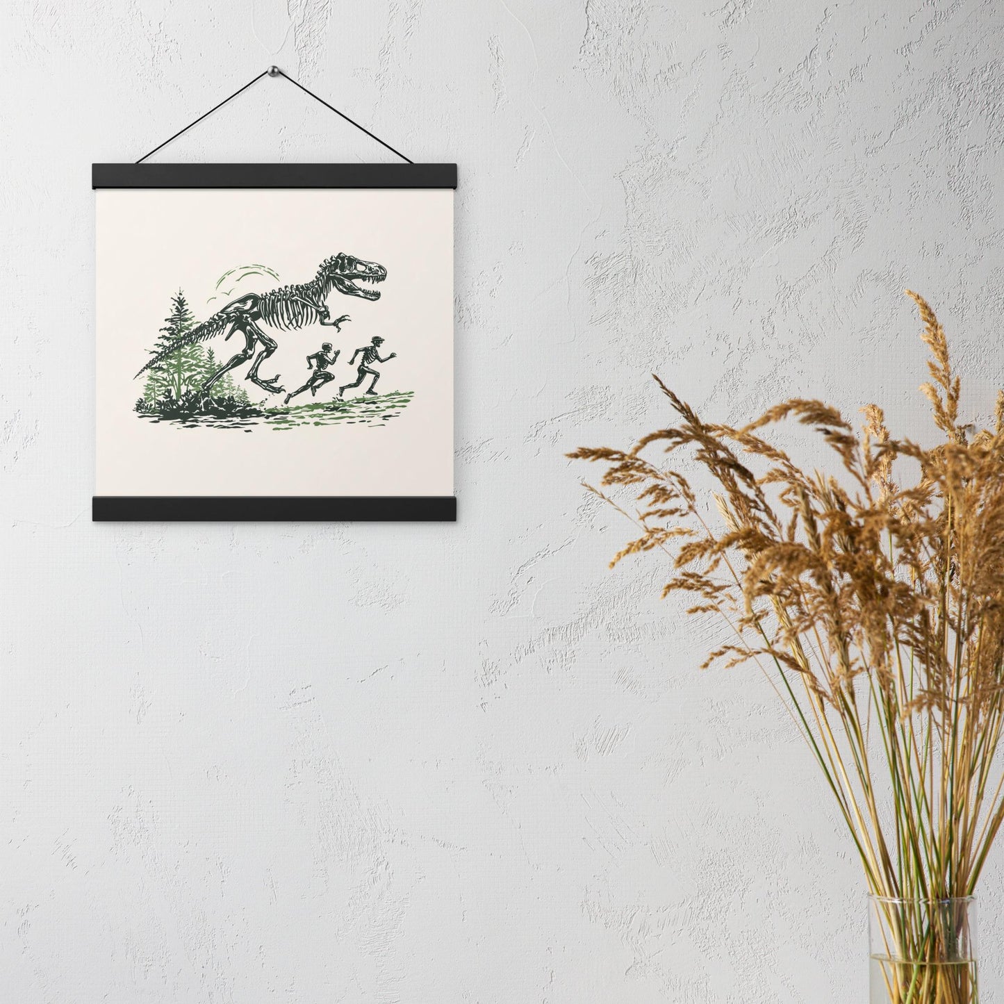 Skeleton Dino Chase - Poster with hangers