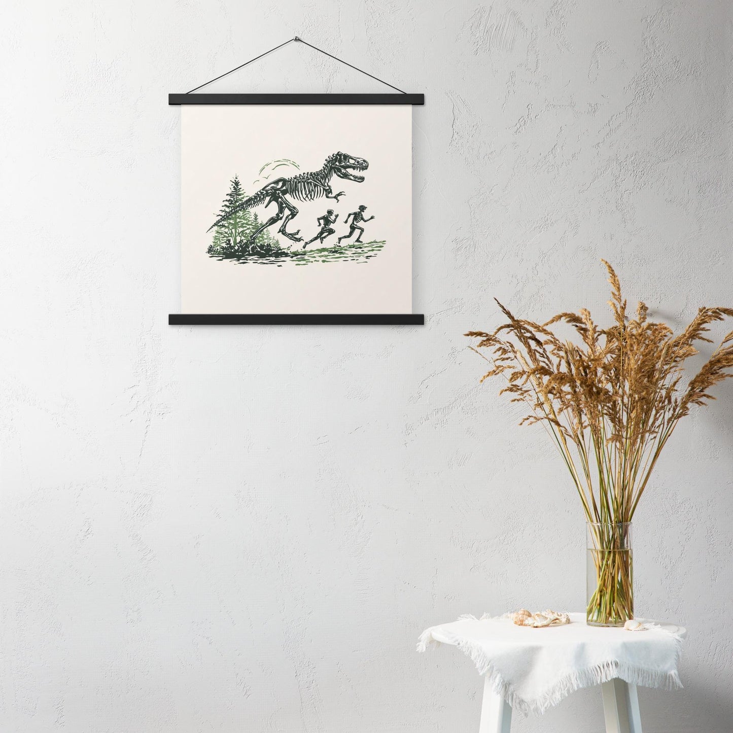 Skeleton Dino Chase - Poster with hangers
