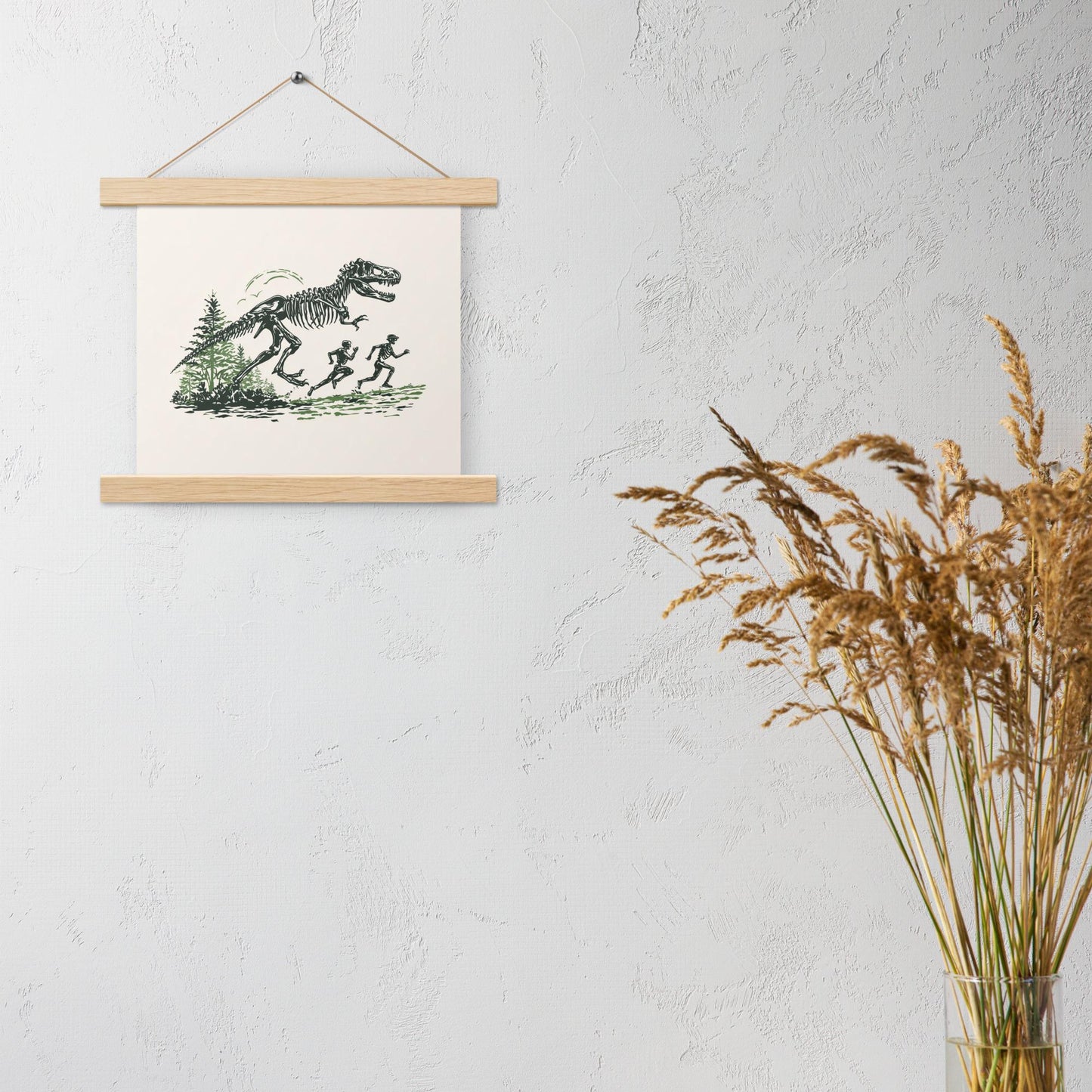 Skeleton Dino Chase - Poster with hangers