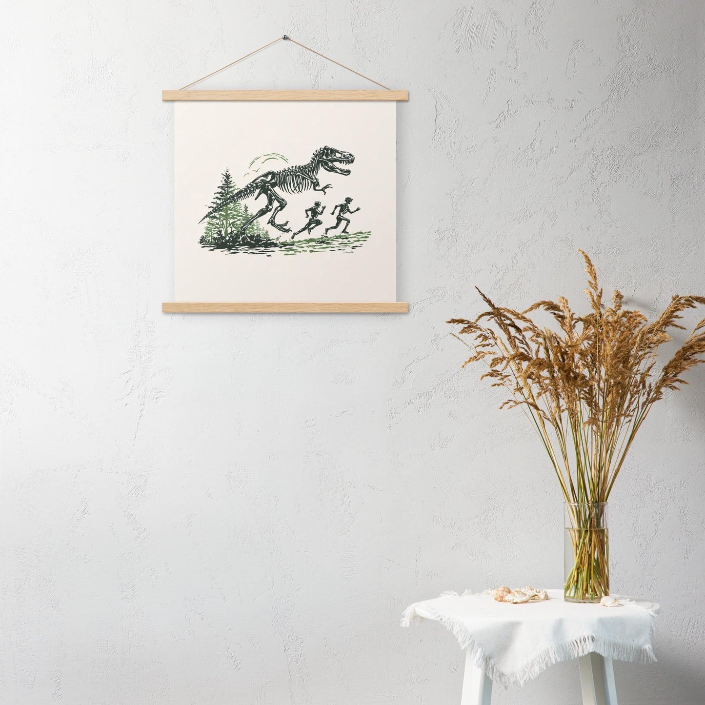 Skeleton Dino Chase - Poster with hangers