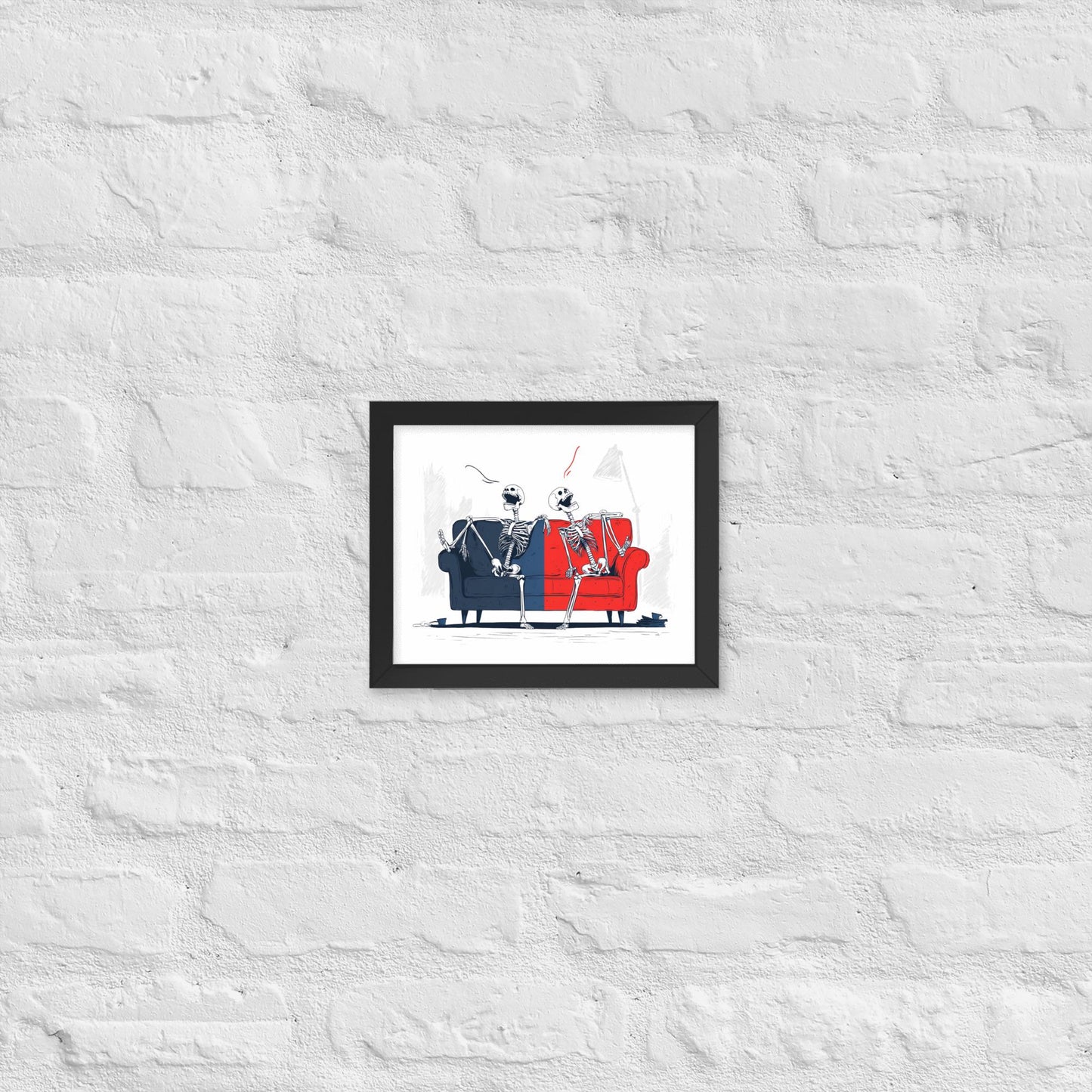 Laughing Skeletons - Framed poster