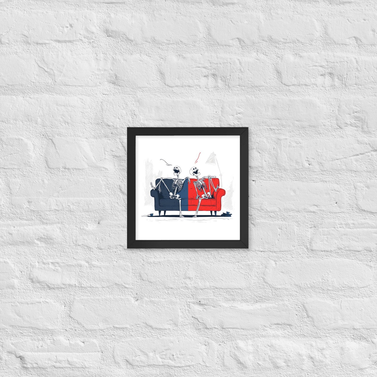 Laughing Skeletons - Framed poster