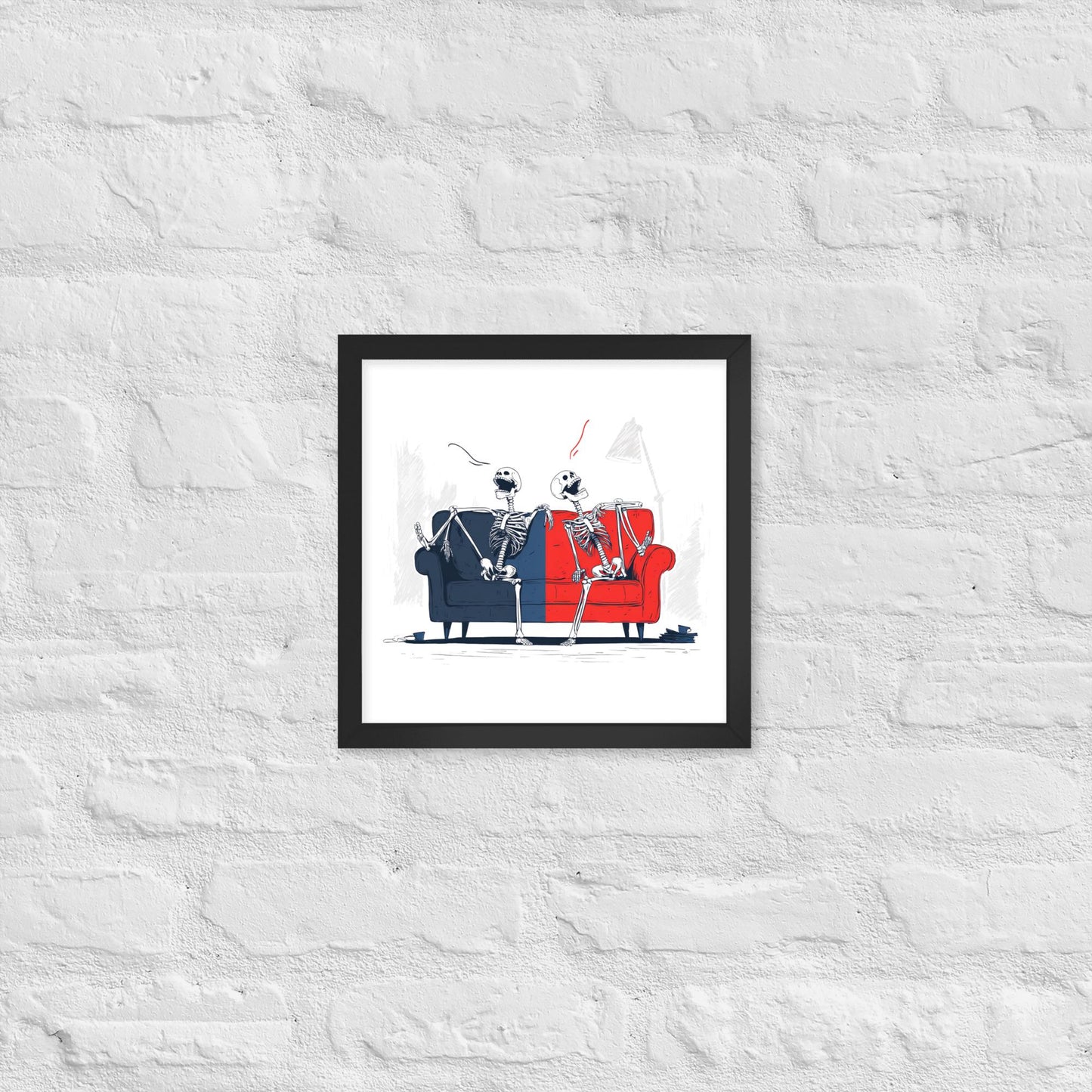 Laughing Skeletons - Framed poster