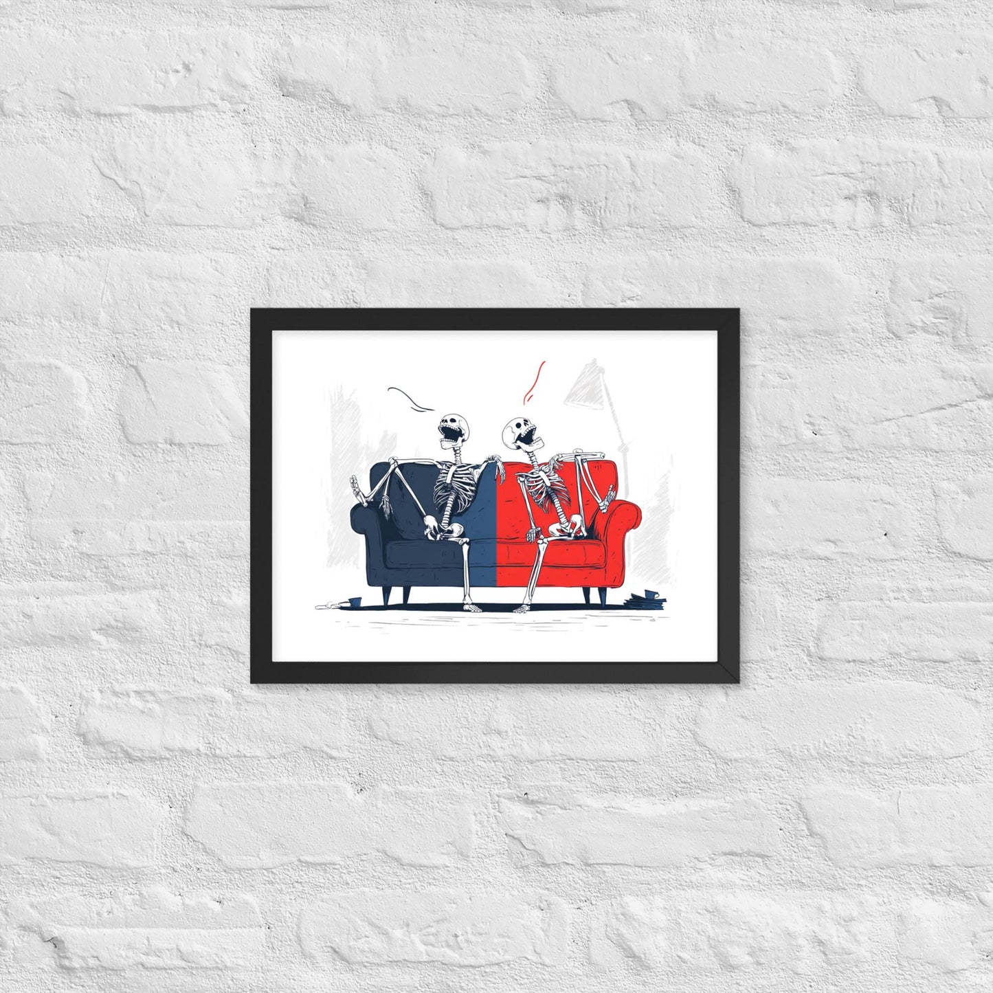 Laughing Skeletons - Framed poster