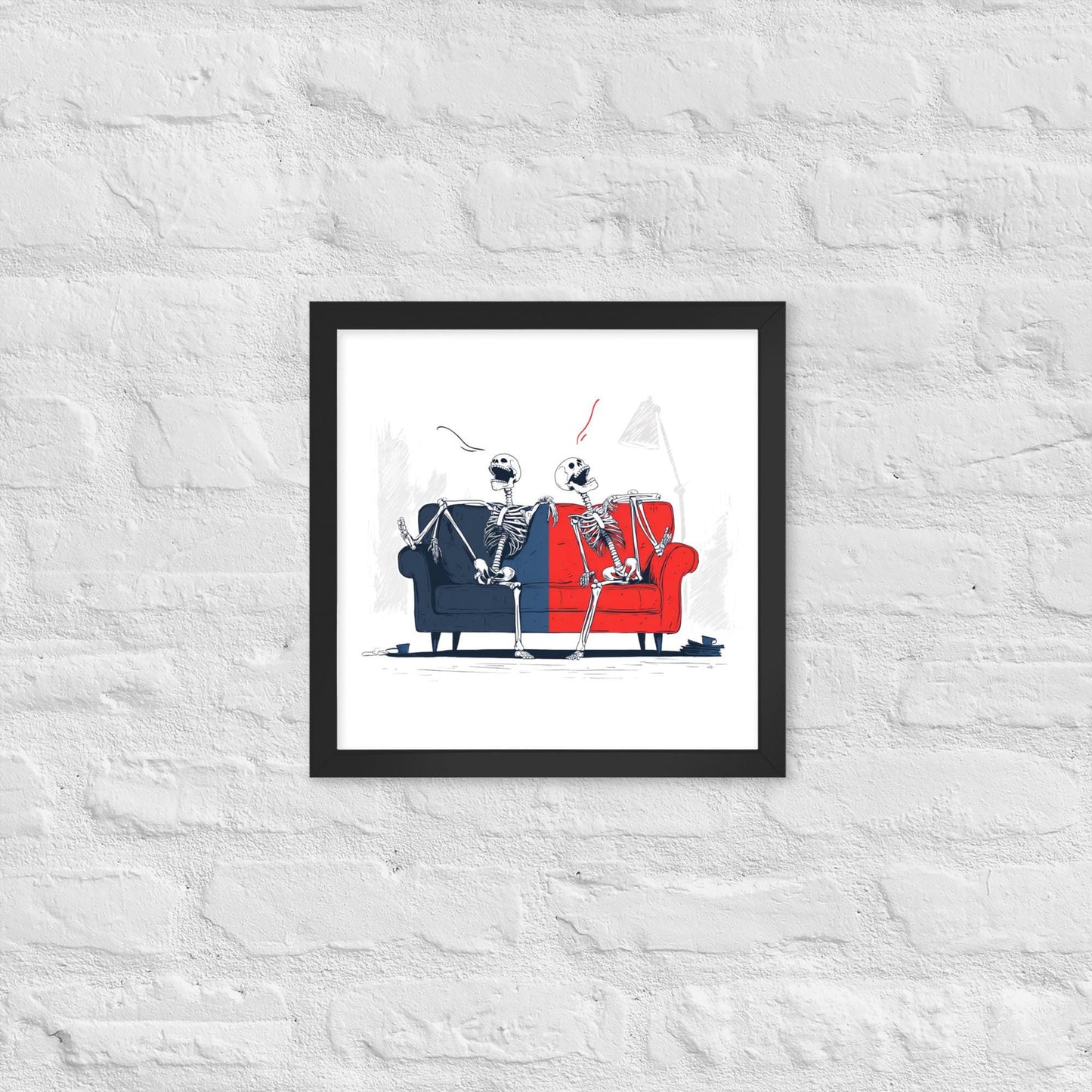 Laughing Skeletons - Framed poster