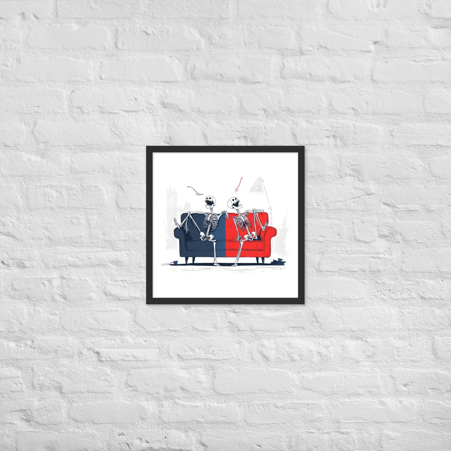 Laughing Skeletons - Framed poster