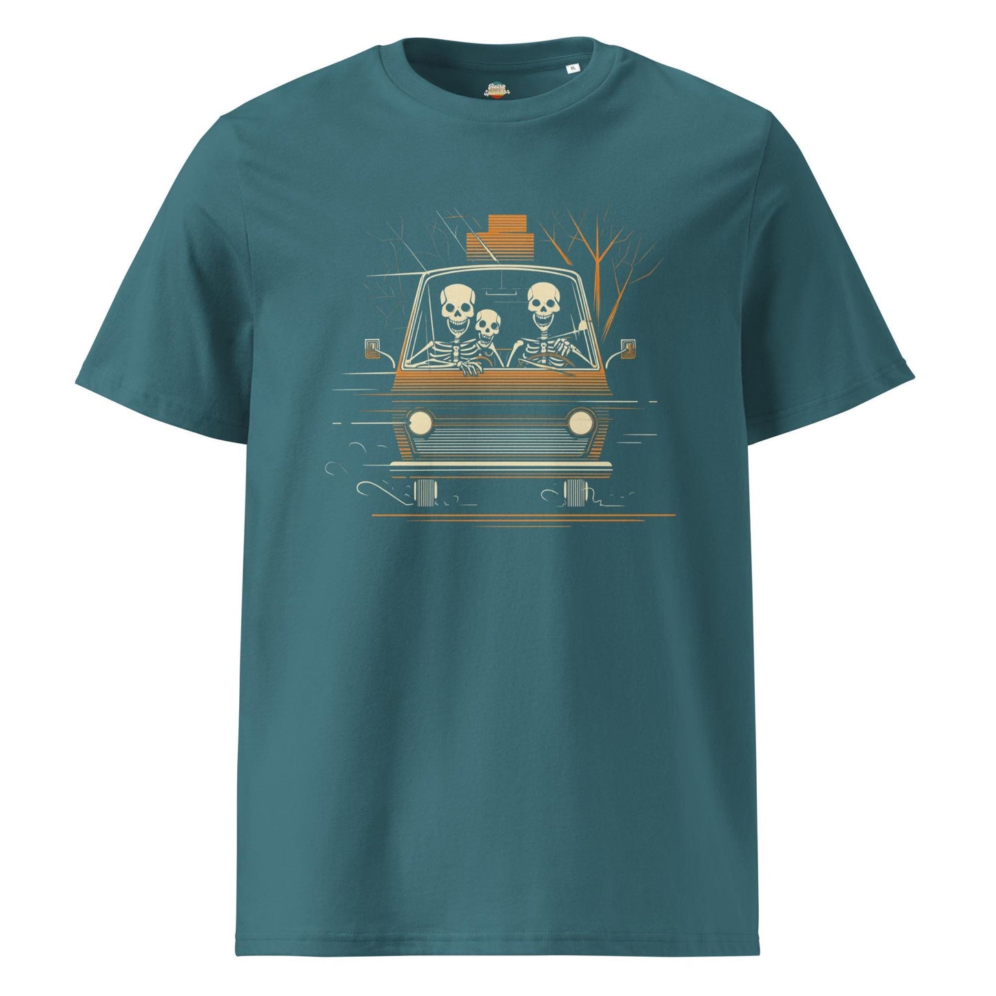 Road Trippin' Skeletons - Unisex organic ribbed neck t-shirt