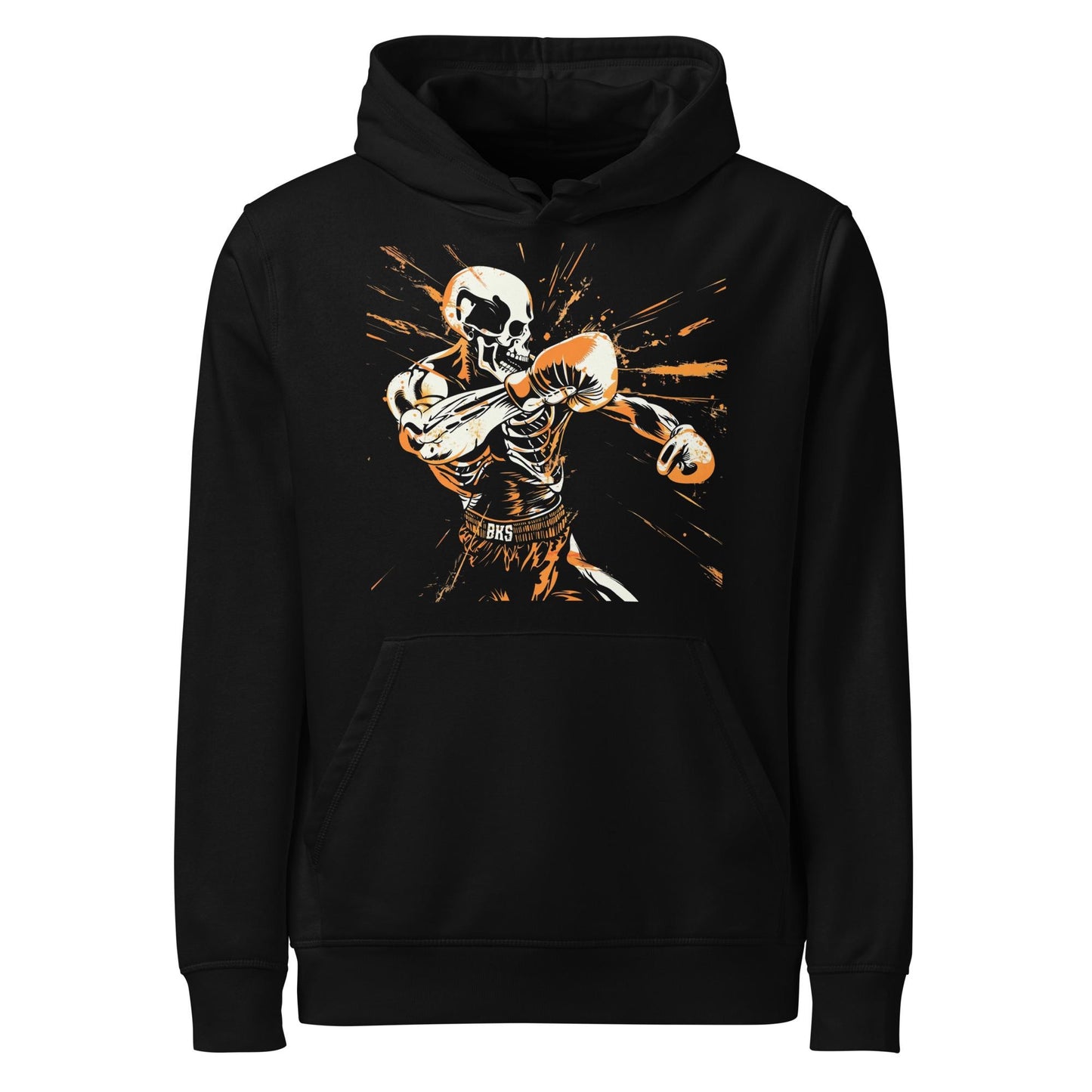 Skeleton Boxer Hoodie – Knockout Punch Skull Boxing Sweatshirt, Spooky Gym Streetwear, Halloween Fighter Gift, Orange & Black Graphic