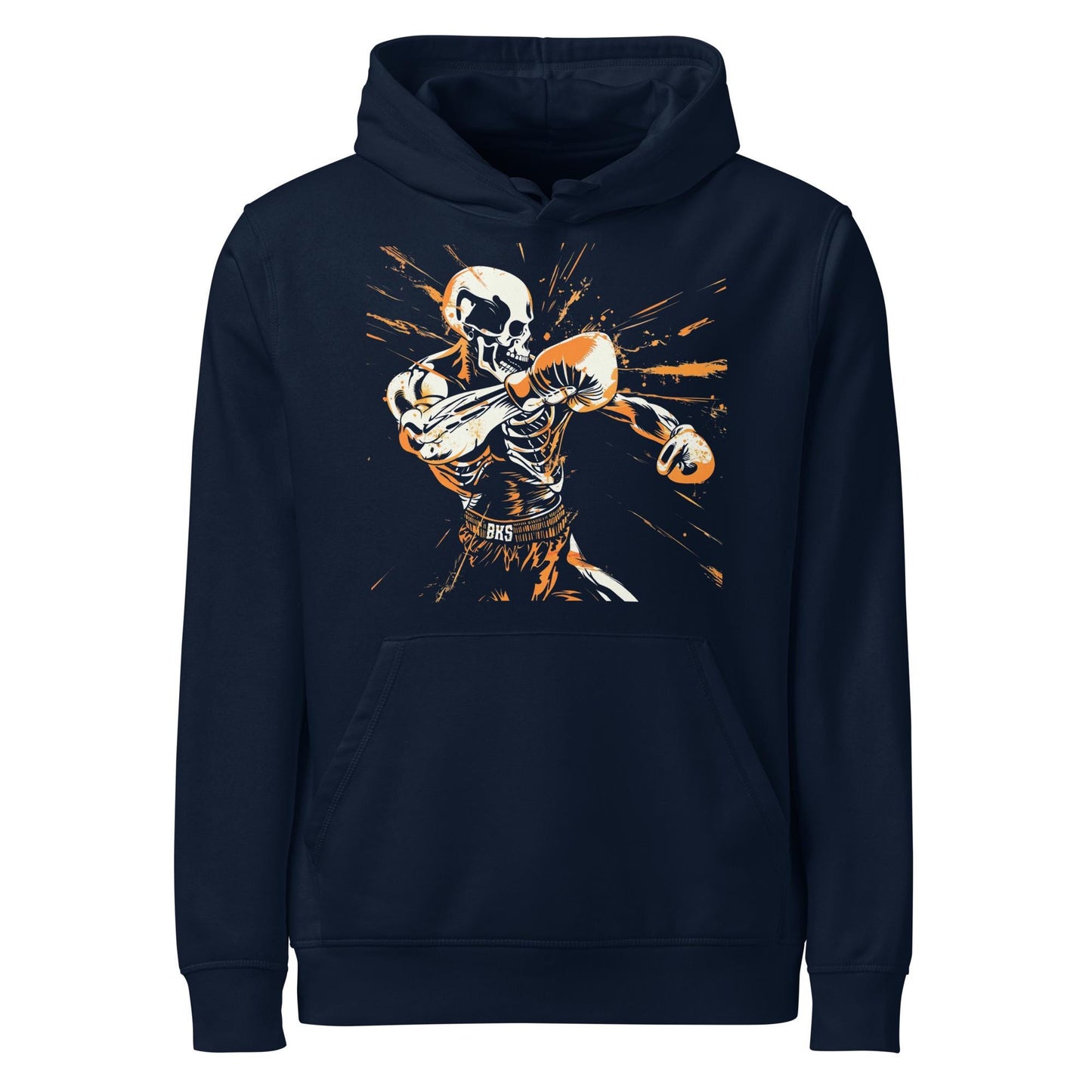 Skeleton Boxer Hoodie – Knockout Punch Skull Boxing Sweatshirt, Spooky Gym Streetwear, Halloween Fighter Gift, Orange & Black Graphic