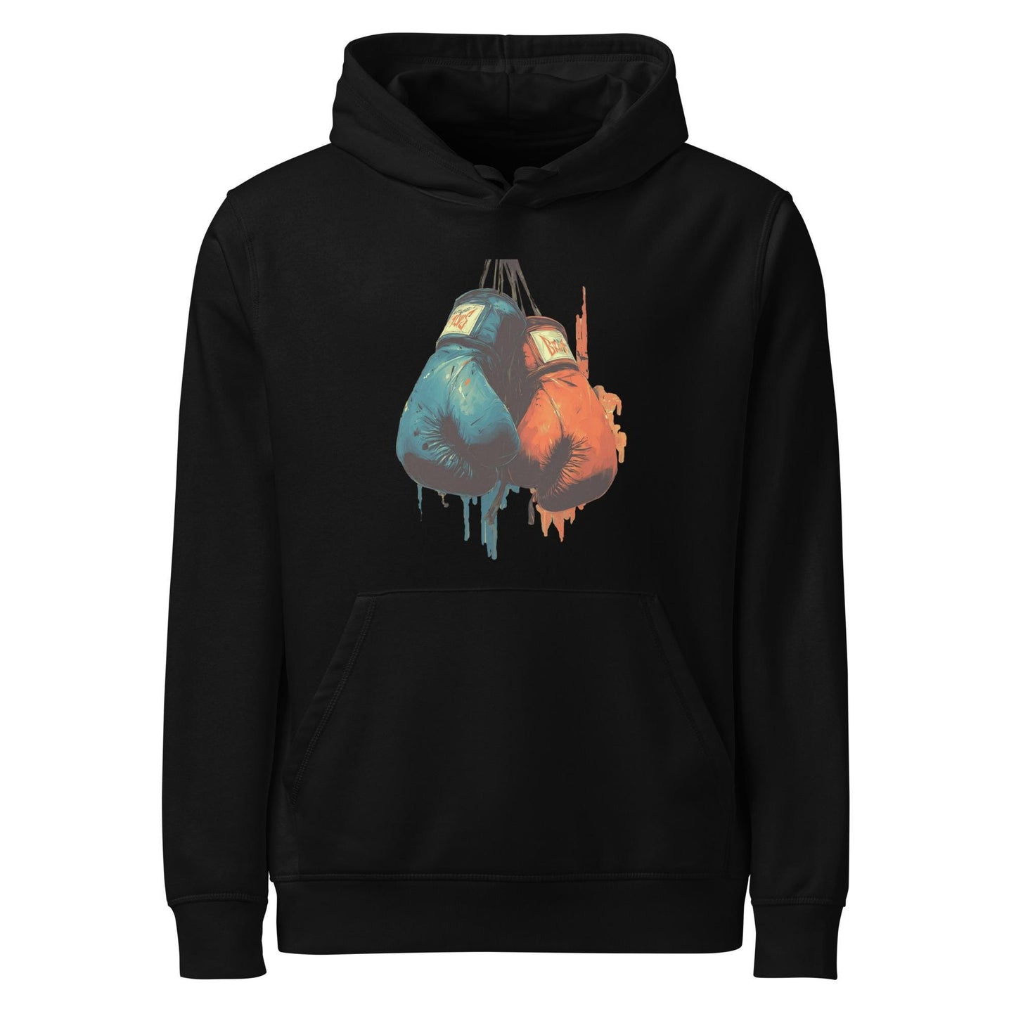Boxing Gloves Hoodie – Graffiti Style Streetwear | Red vs Blue Fighter Hoodie, Bold Urban Athletic Sweatshirt