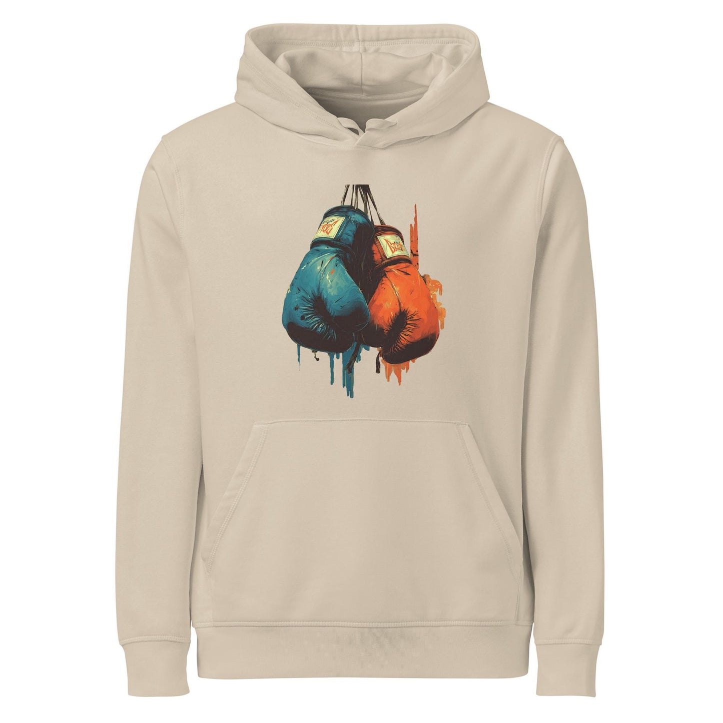 Boxing Gloves Hoodie – Graffiti Style Streetwear | Red vs Blue Fighter Hoodie, Bold Urban Athletic Sweatshirt