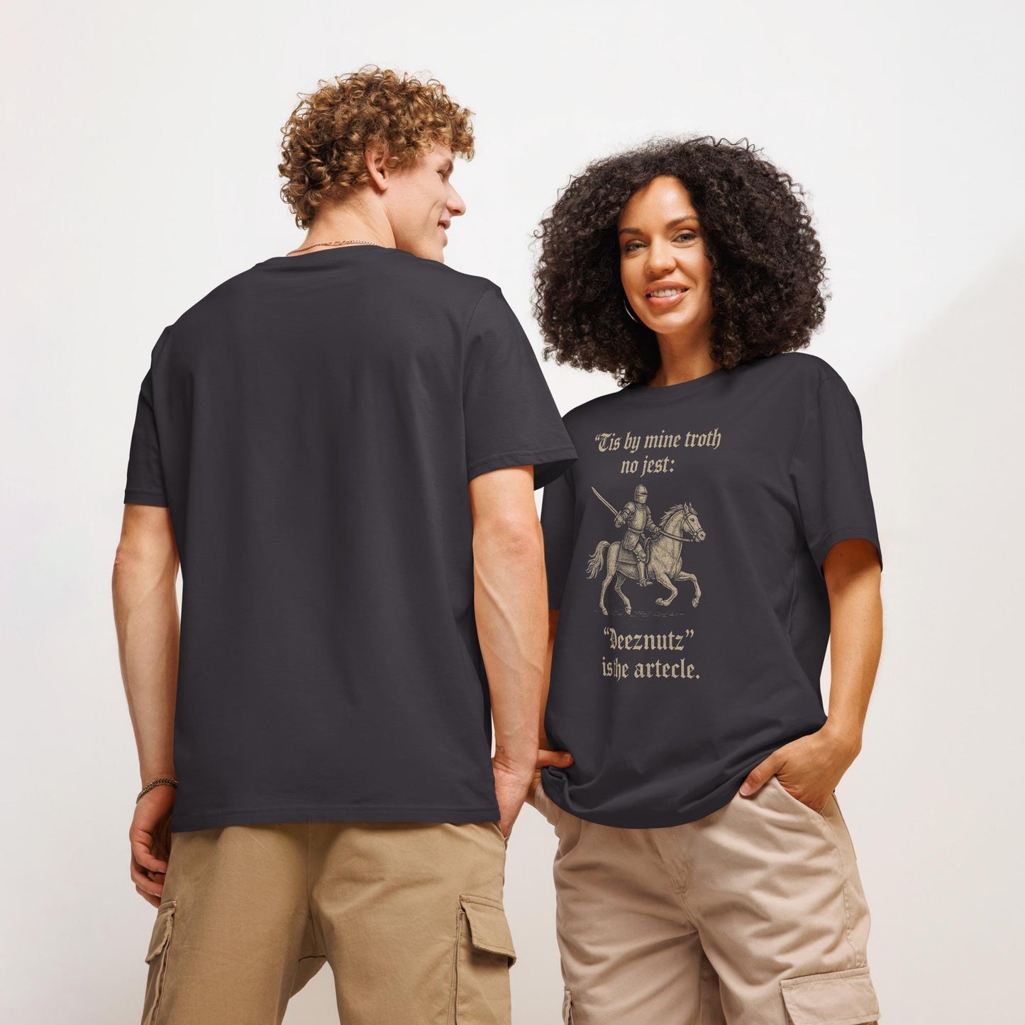 Deeznutz Knight - Medieval Old English Unisex organic ribbed neck t-shirt