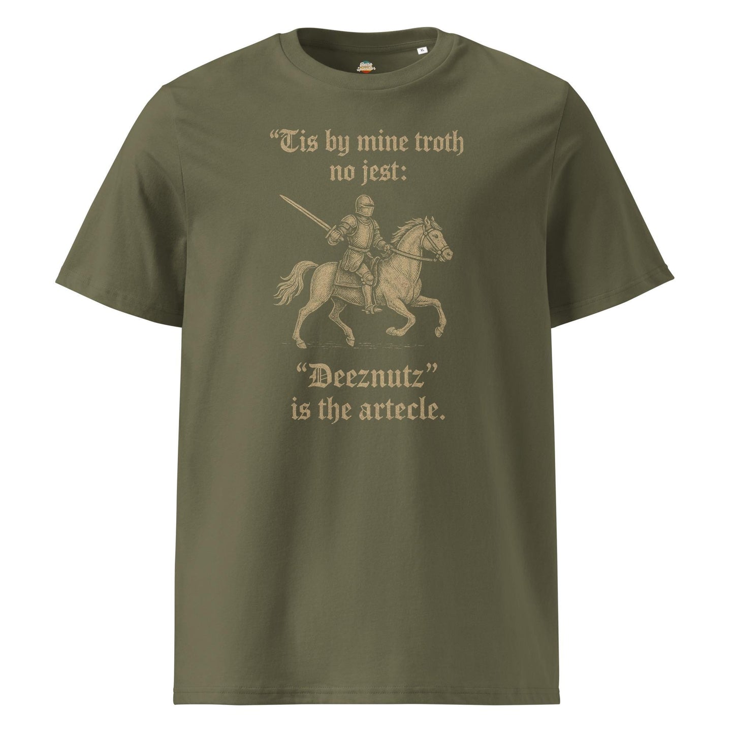 Deeznutz Knight - Medieval Old English Unisex organic ribbed neck t-shirt