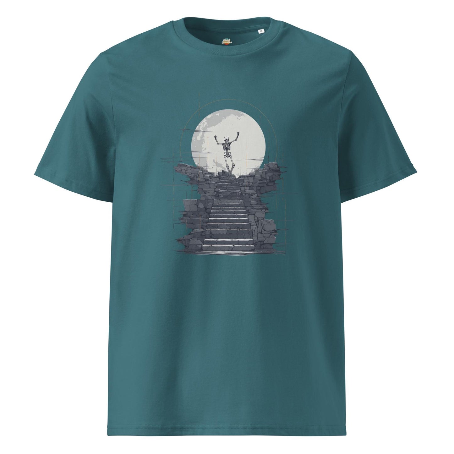 King of the Hill - Skeleton Moon Silhouette Unisex organic ribbed neck t-shirt