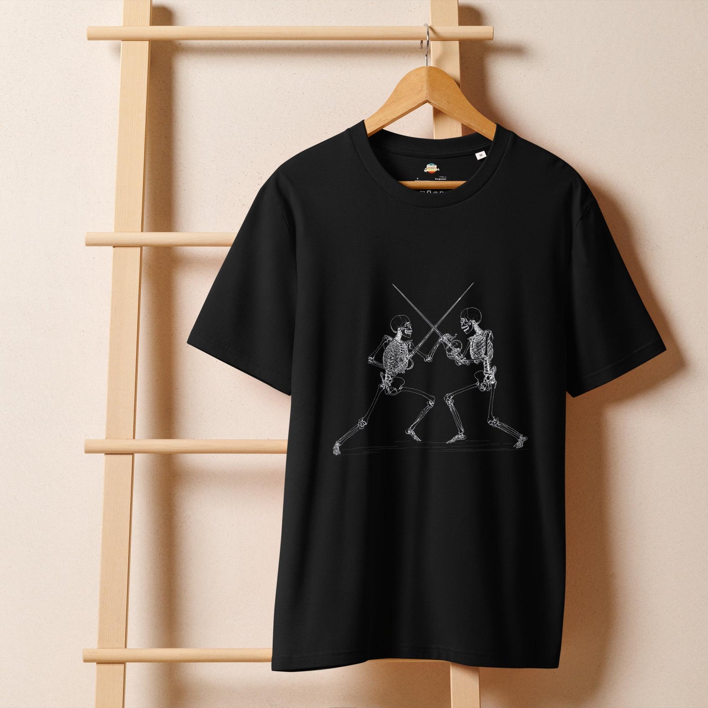 Skeleton Duel - Unisex organic ribbed neck t-shirt