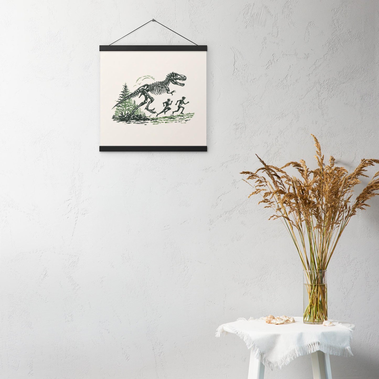 Skeleton Dino Chase - Poster with hangers