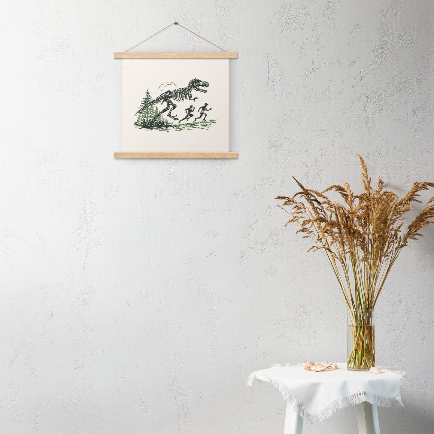 Skeleton Dino Chase - Poster with hangers
