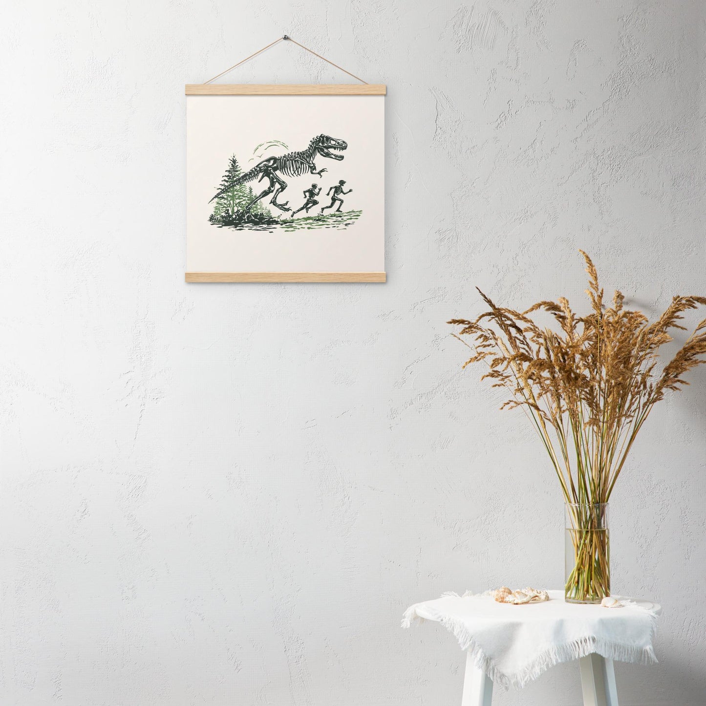 Skeleton Dino Chase - Poster with hangers