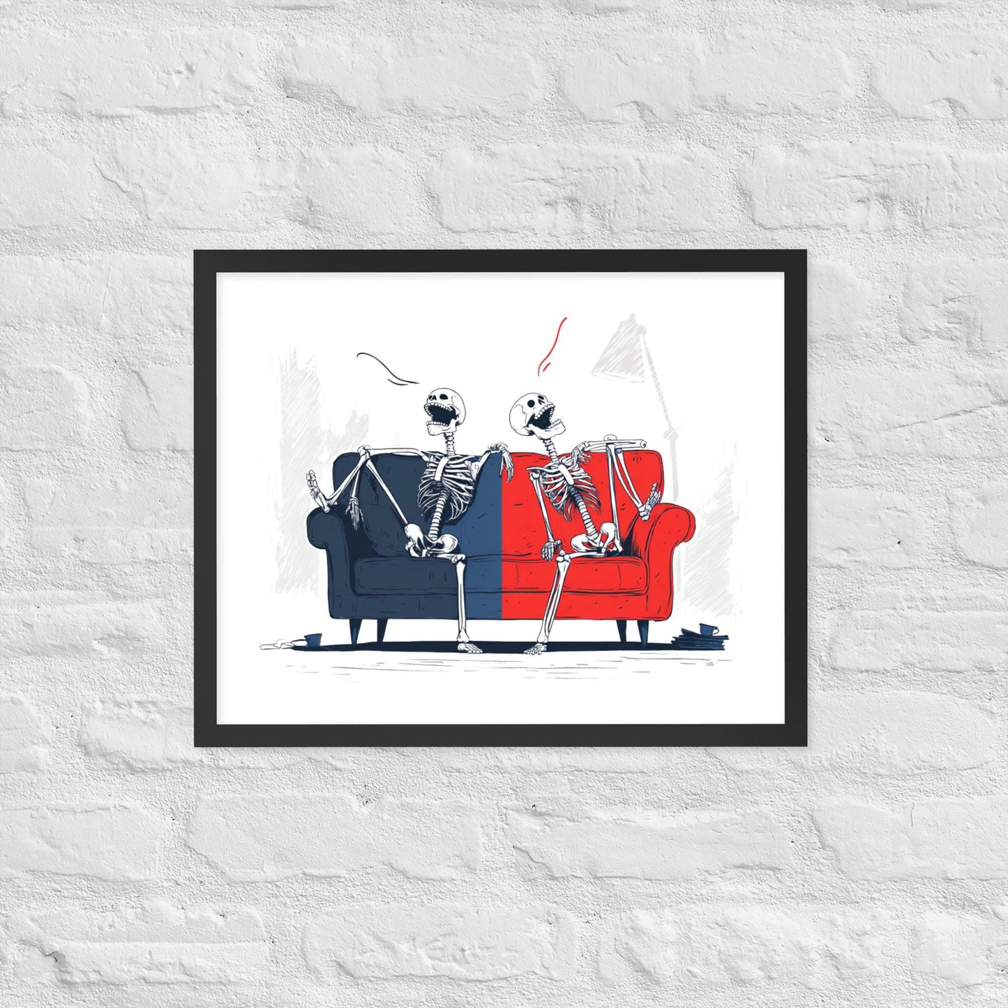 Laughing Skeletons - Framed poster