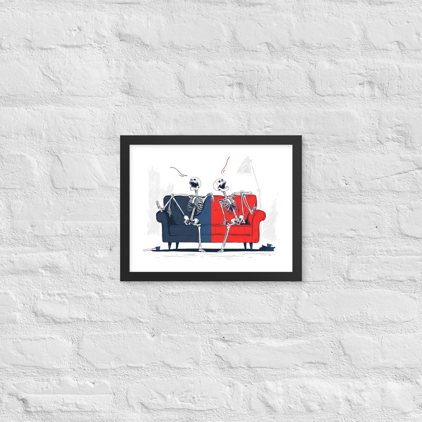 Laughing Skeletons - Framed poster