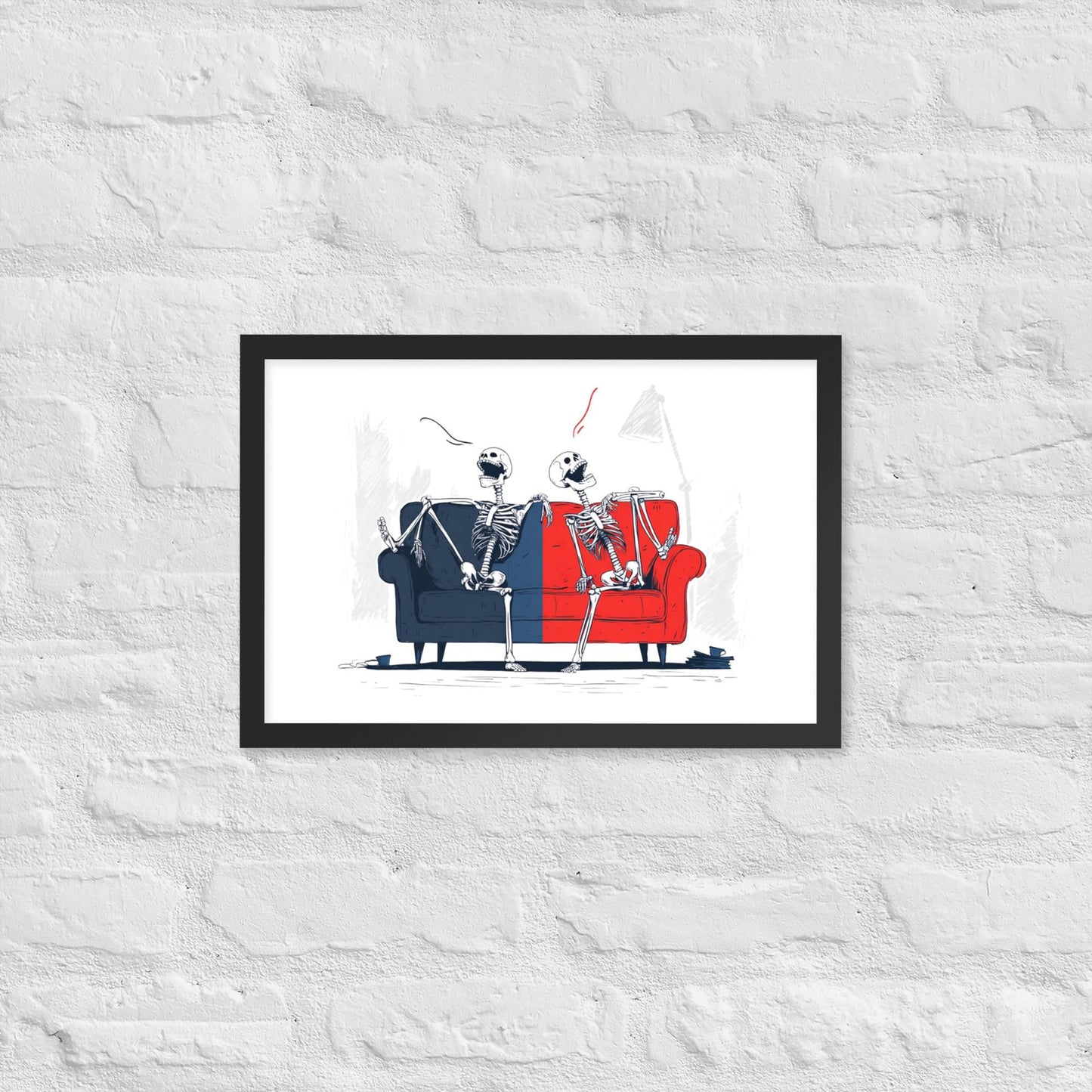 Laughing Skeletons - Framed poster
