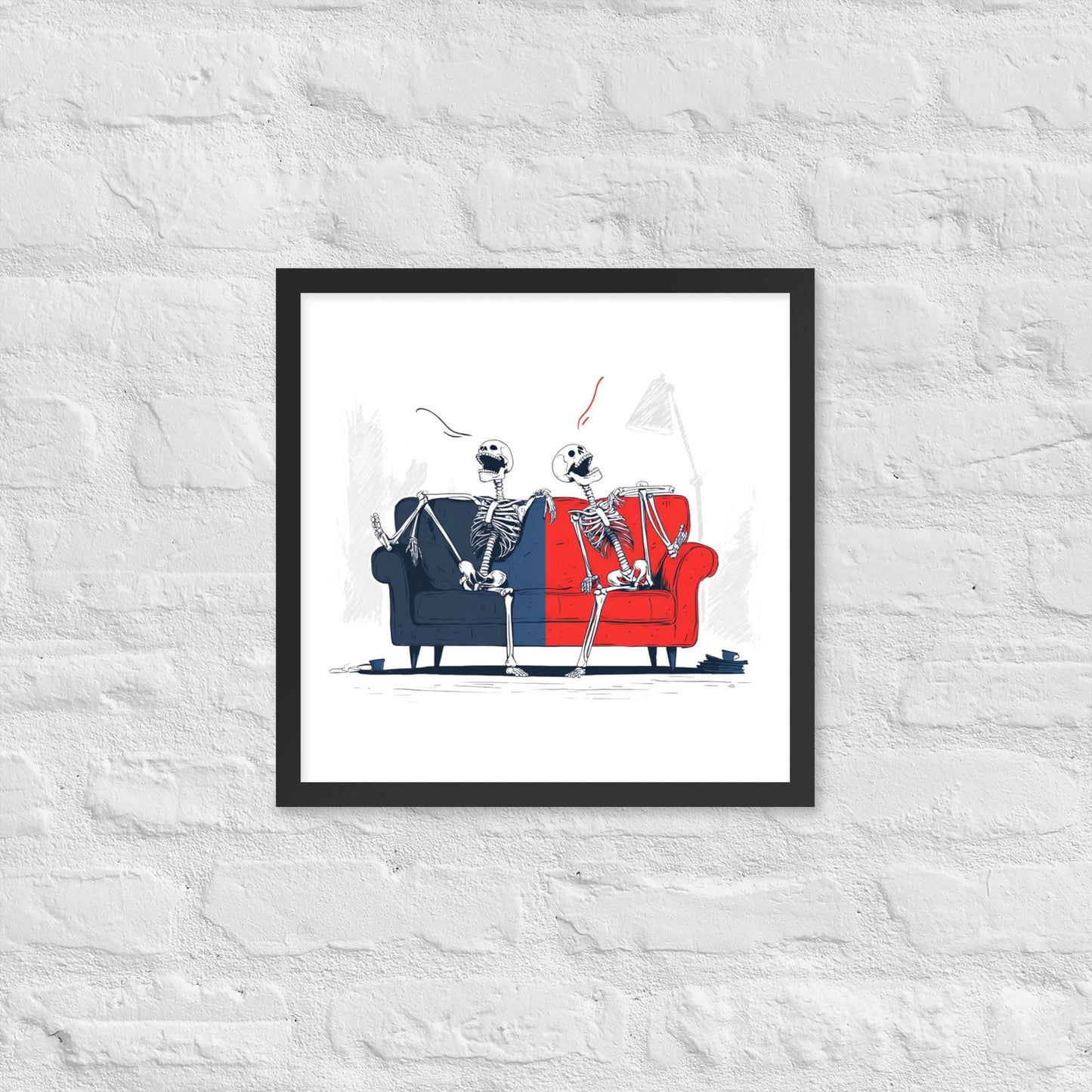 Laughing Skeletons - Framed poster