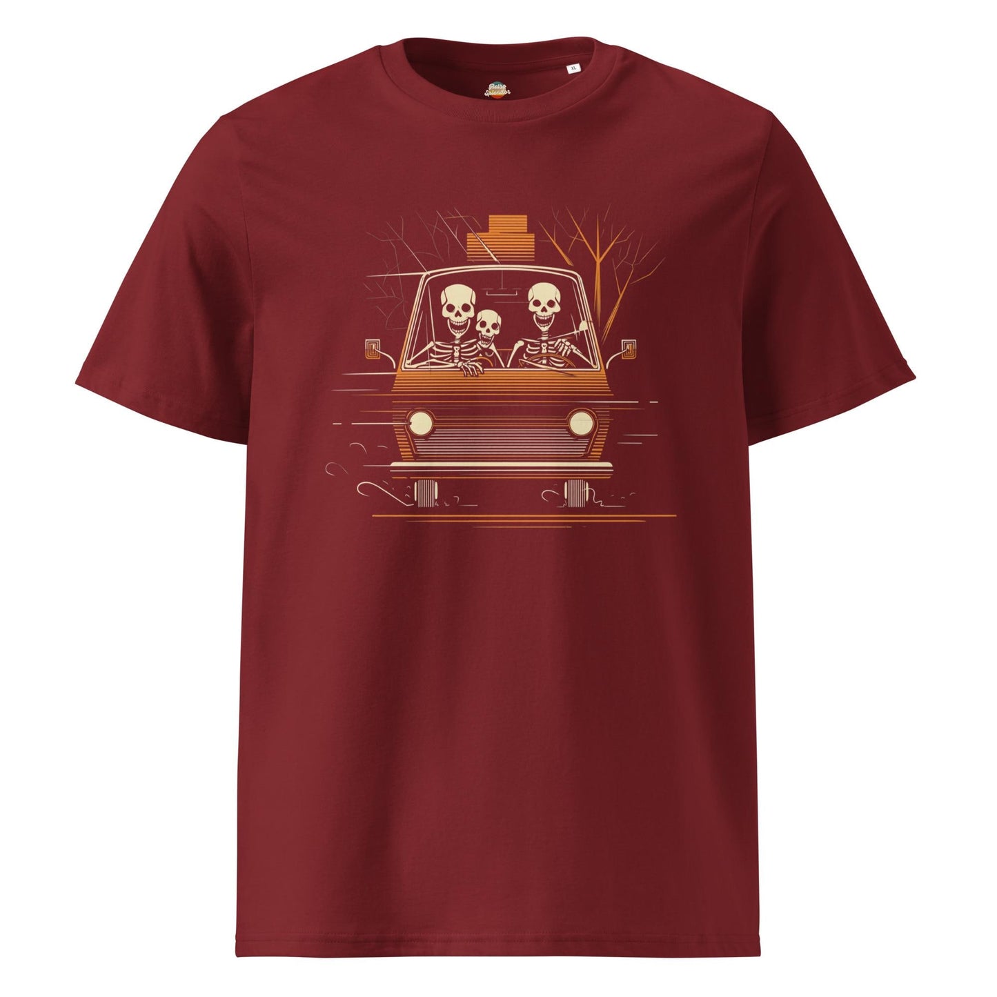 Road Trippin' Skeletons - Unisex organic ribbed neck t-shirt