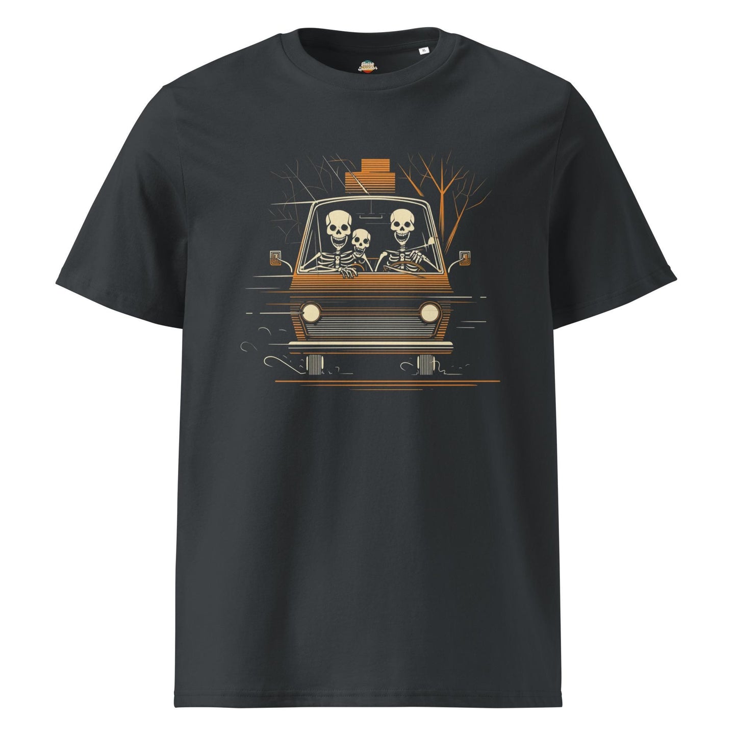 Road Trippin' Skeletons - Unisex organic ribbed neck t-shirt