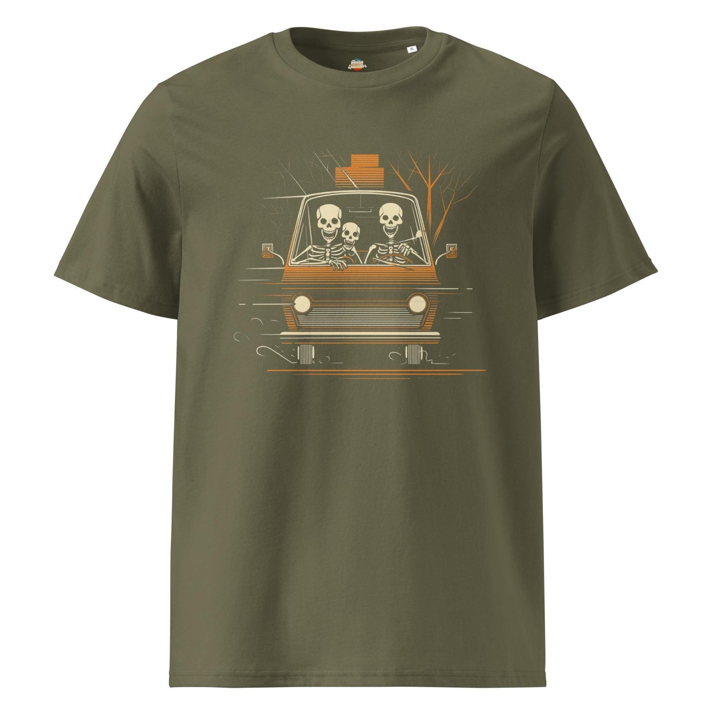 Road Trippin' Skeletons - Unisex organic ribbed neck t-shirt